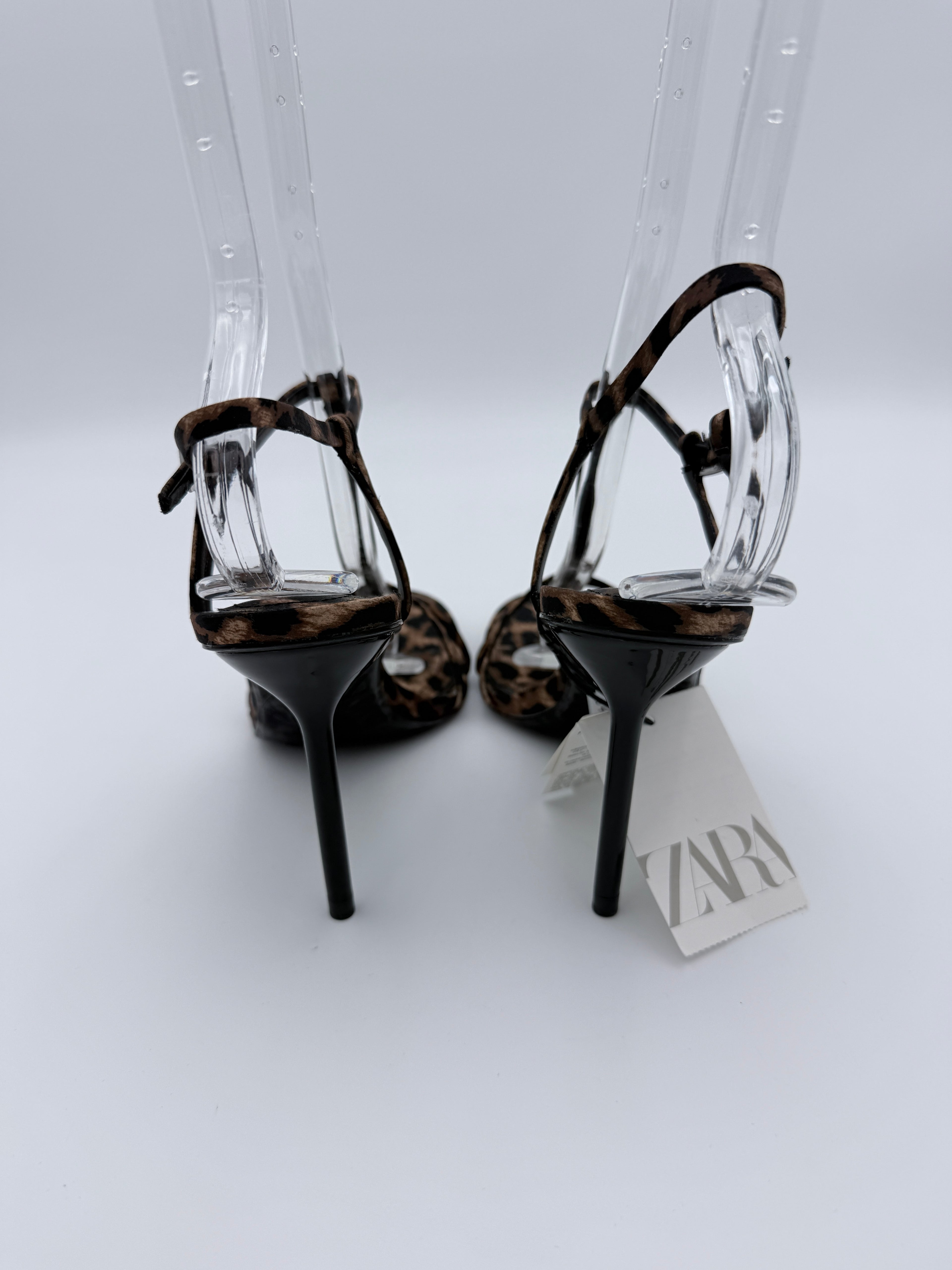 Zara Leopard Satin Sandal Size 37 new