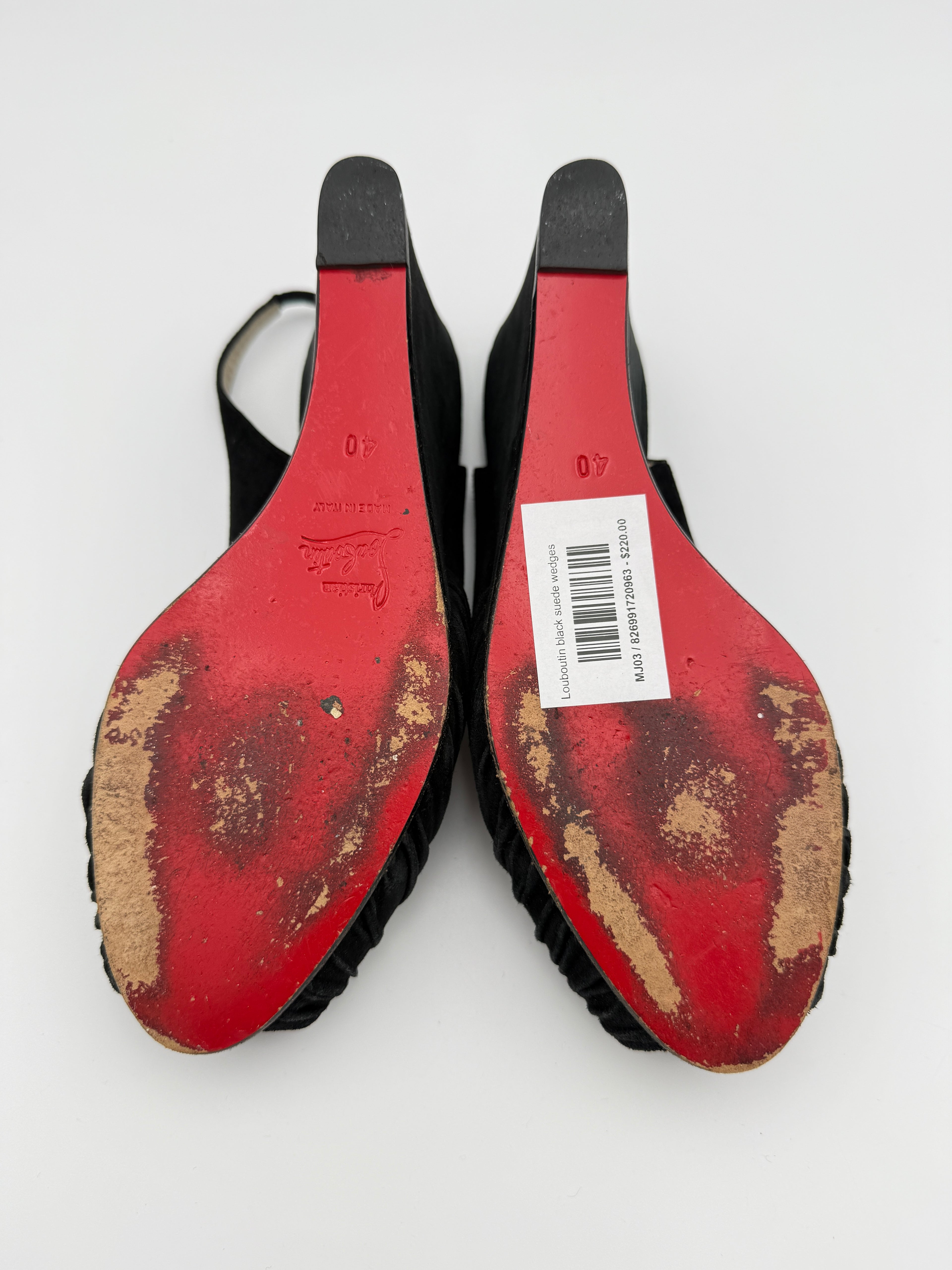 Louboutin Black Suede Wedges Size 40