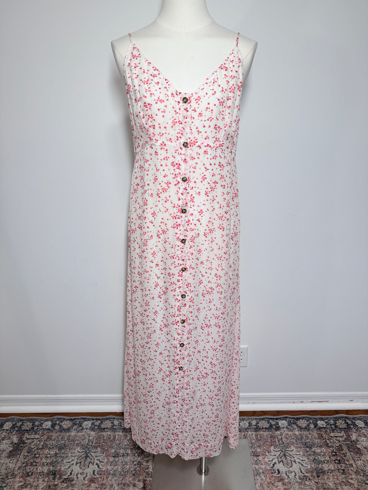 Ganni White red flowers Dress Medium