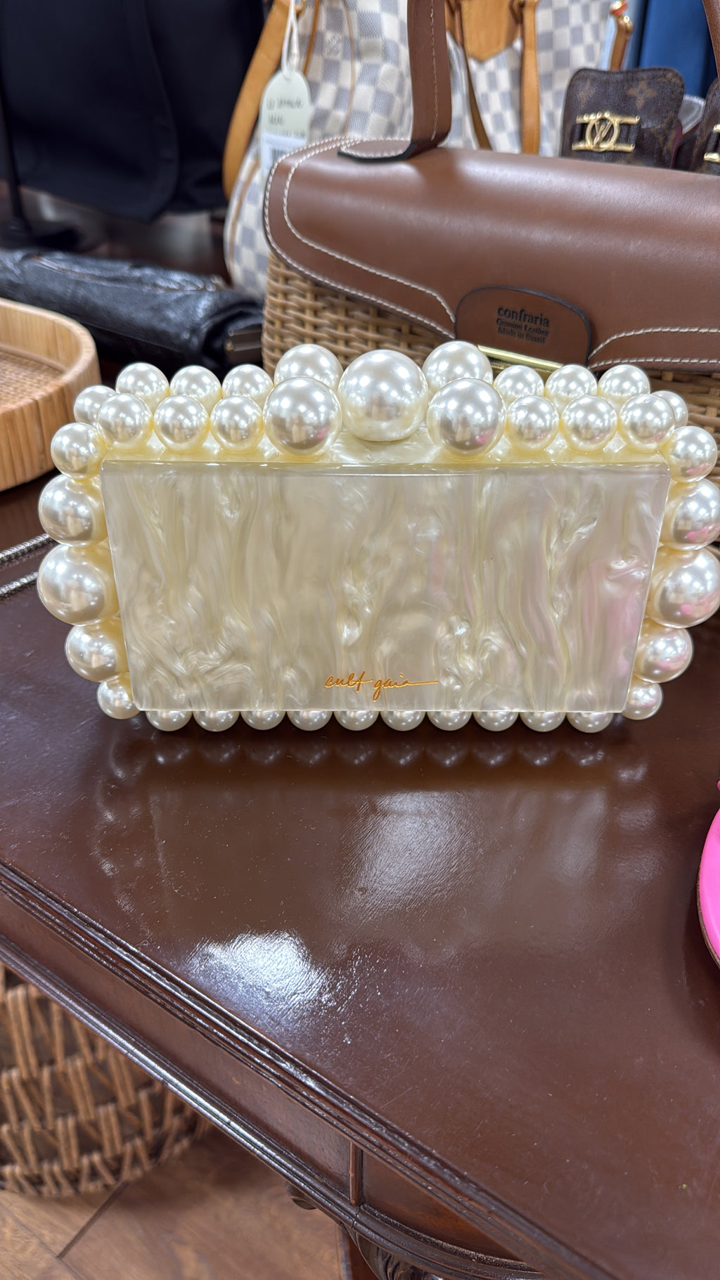 Cult gaia Pearl Acrylic clutch
