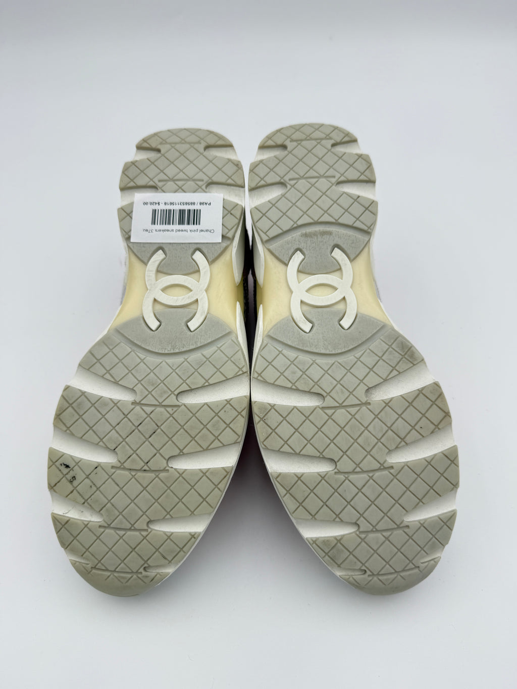 Chanel Pink Tweed Sneakers Size 37eu