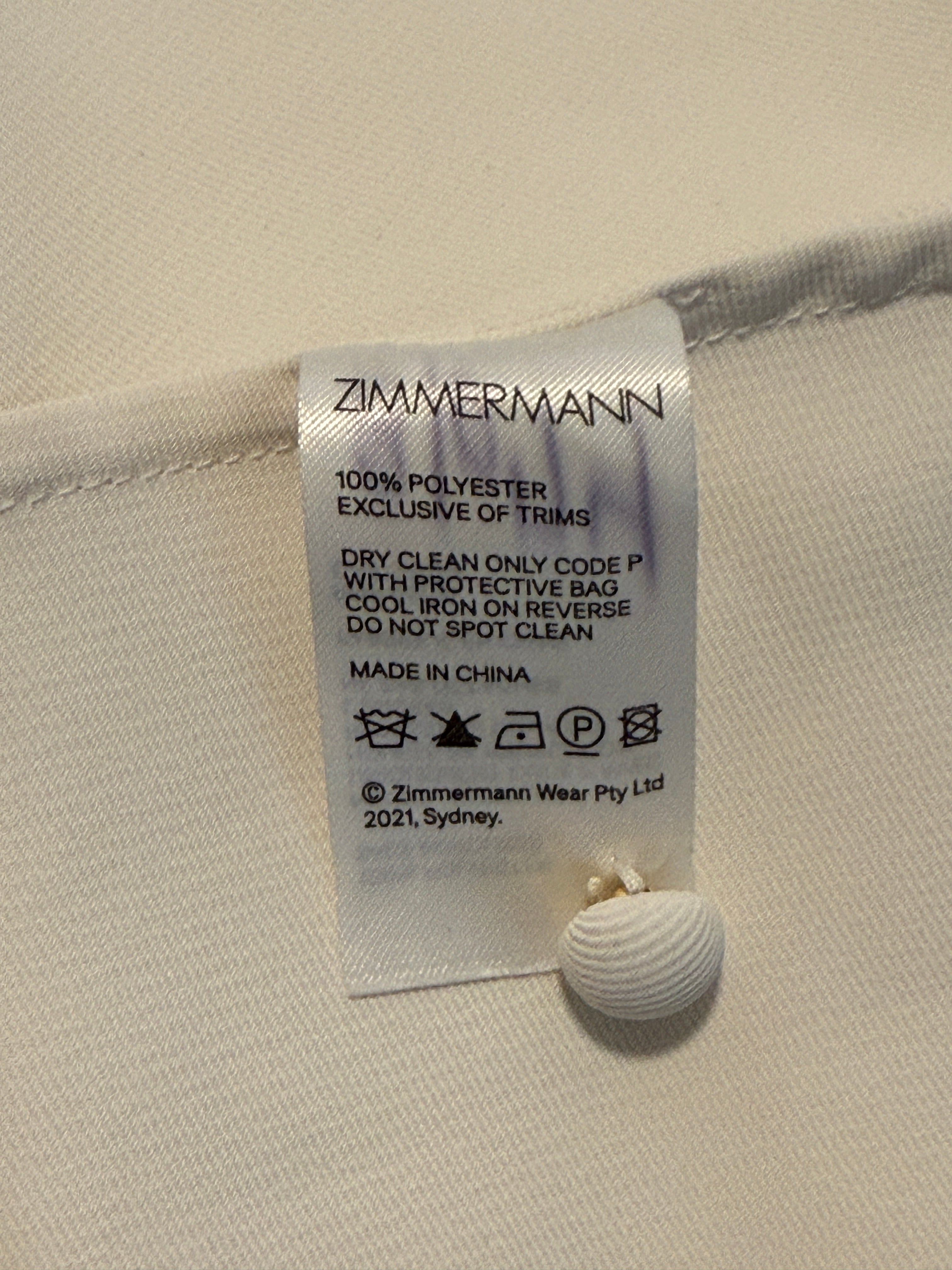 ZIMMERMAN OFF WHITE CREPE DRESS
