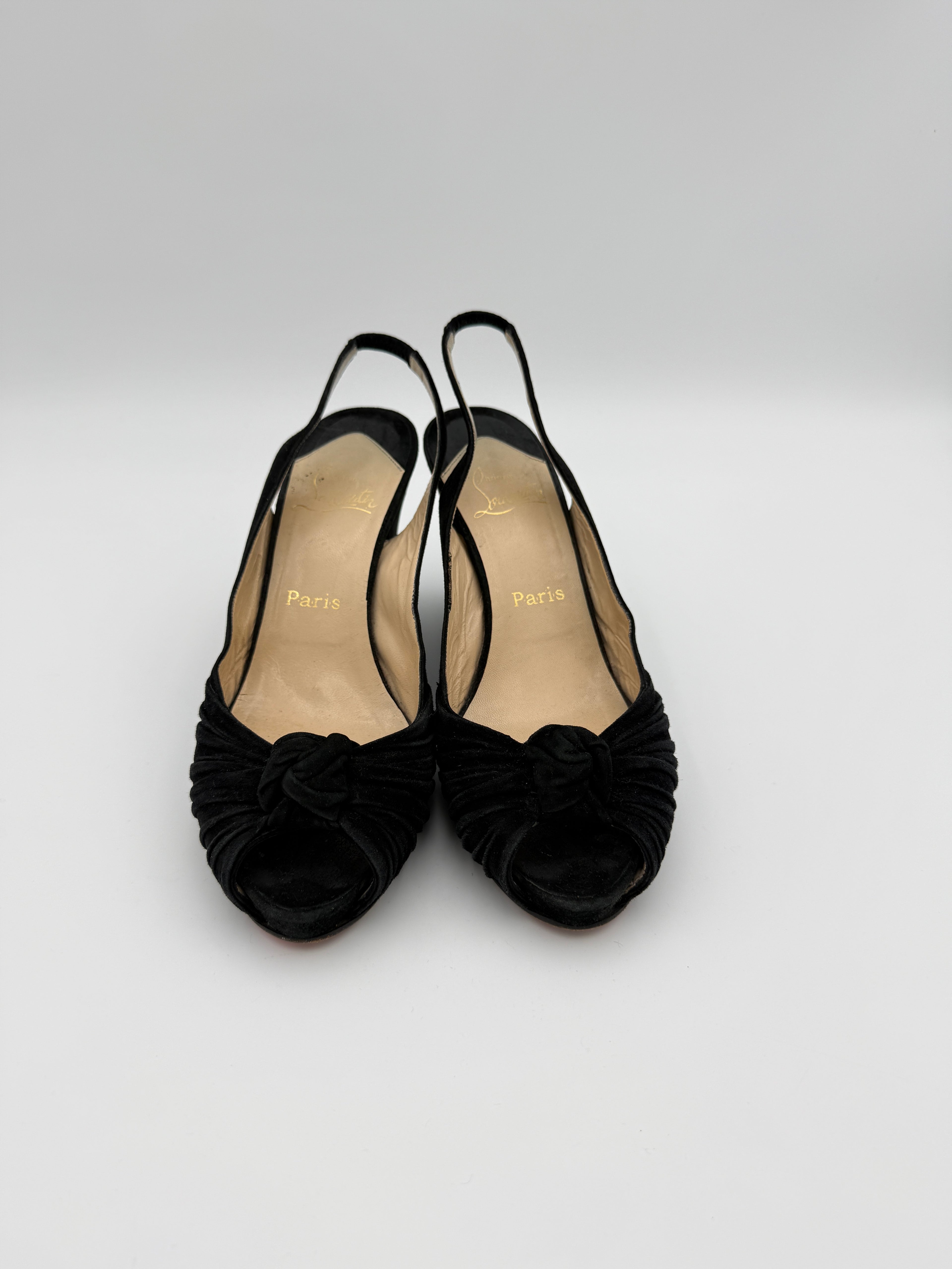 Louboutin Black Suede Wedges Size 40