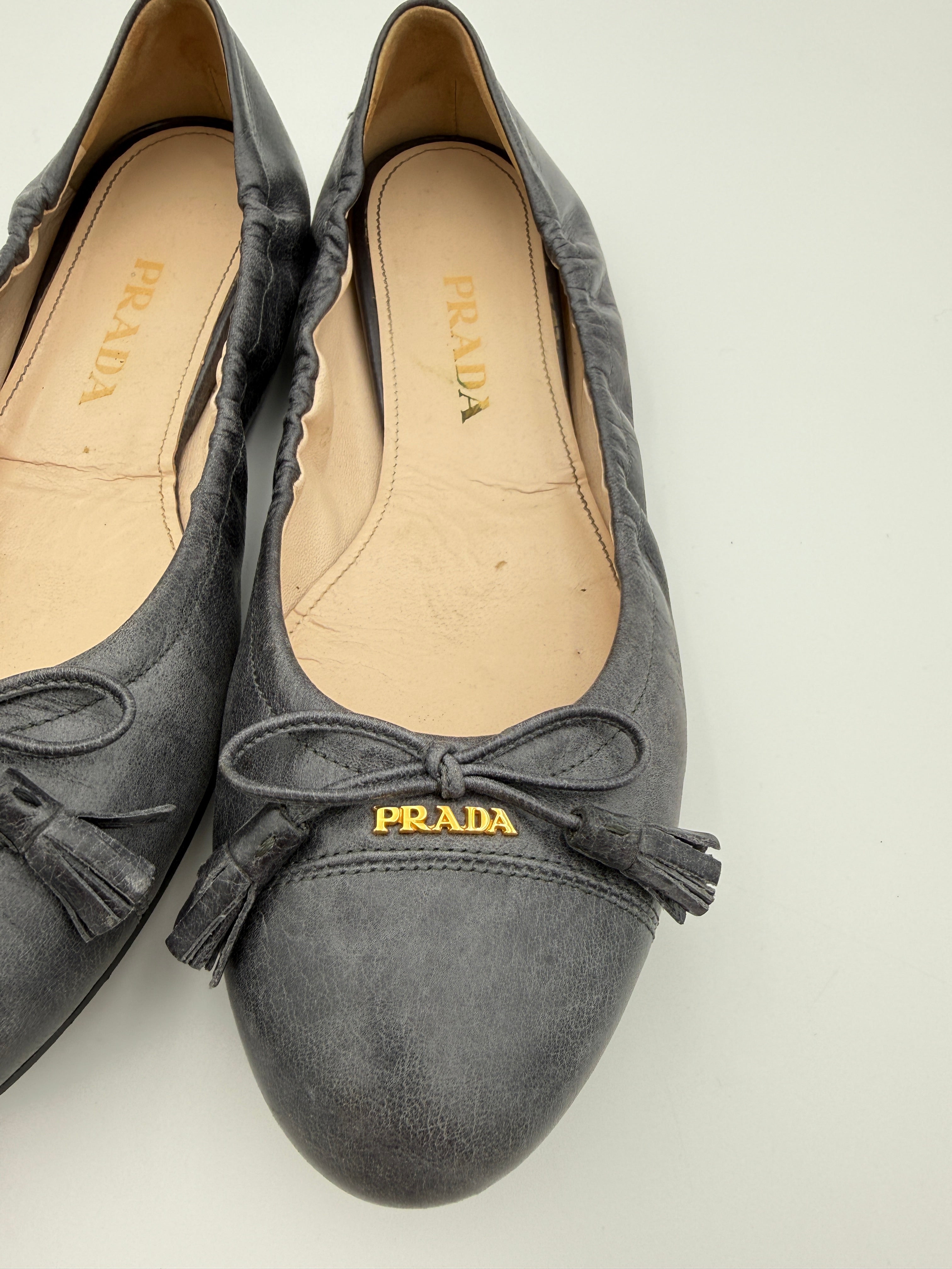 Prada Gray Ballerinas Size 37,5