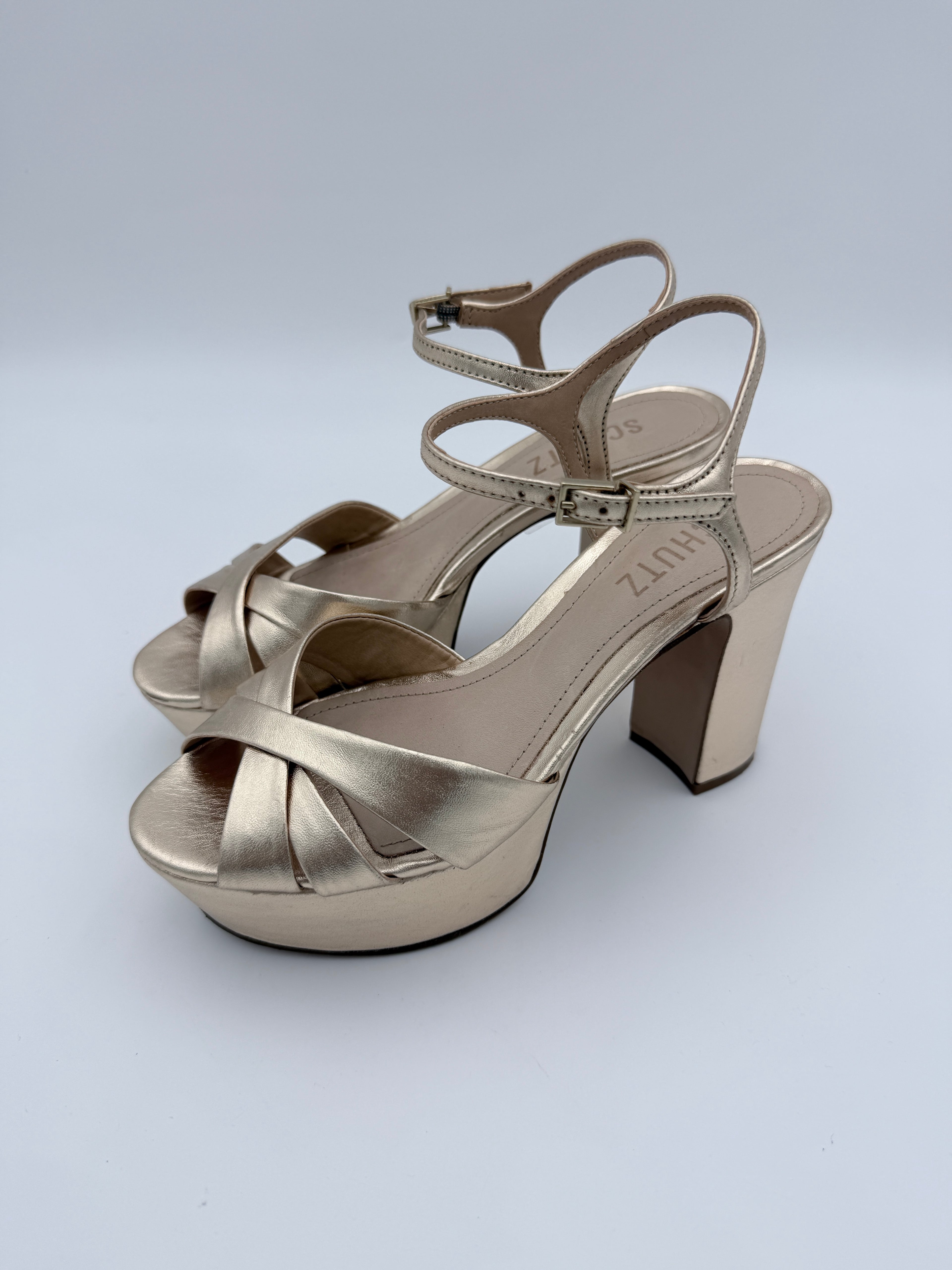 Schutz Metallic Gold Platform  size 6