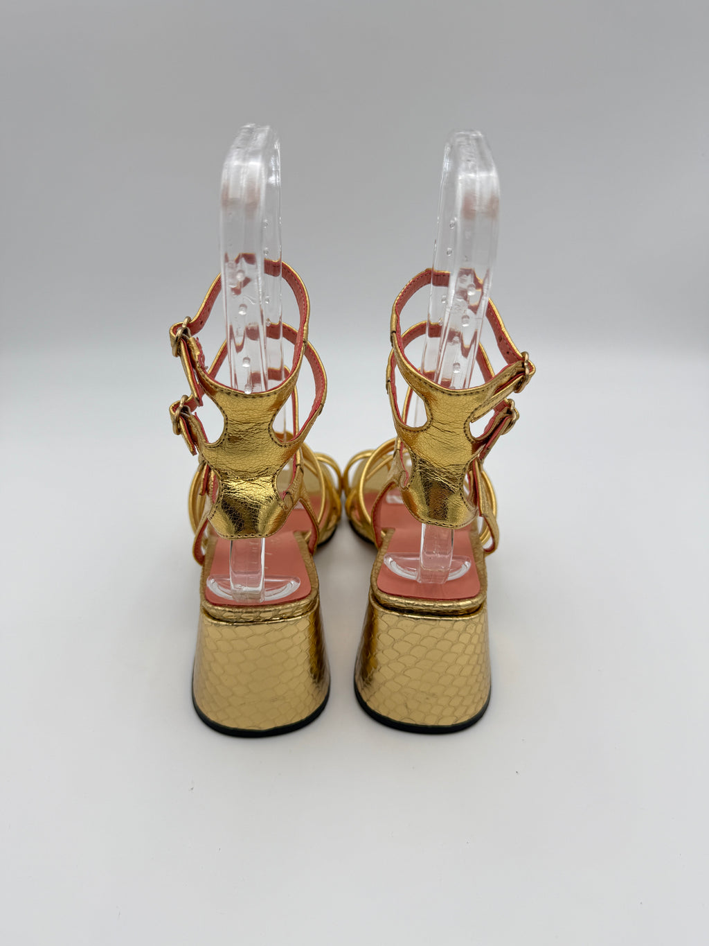 Luiza Barcelos Gold Metal Sandal Size 5 B002 V4