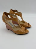 Jimmy Choo Patent Nude wedge size 36 w/ dust