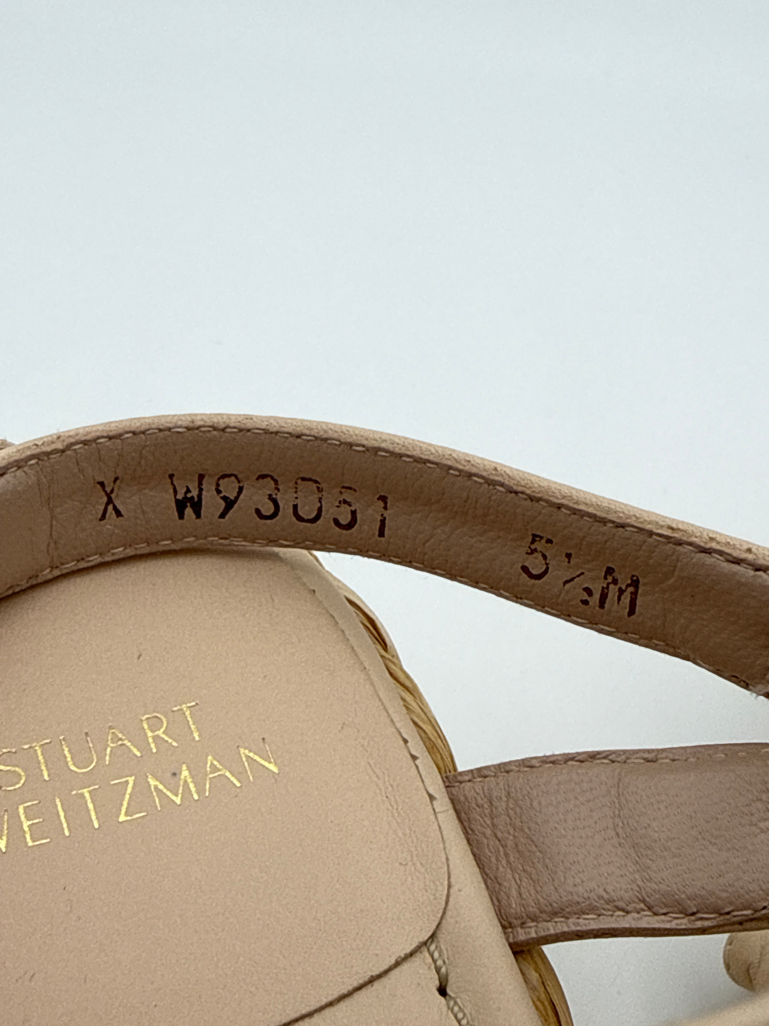 Suart Weizman Raffia and Pearls platform size 5.5 w/ dust
