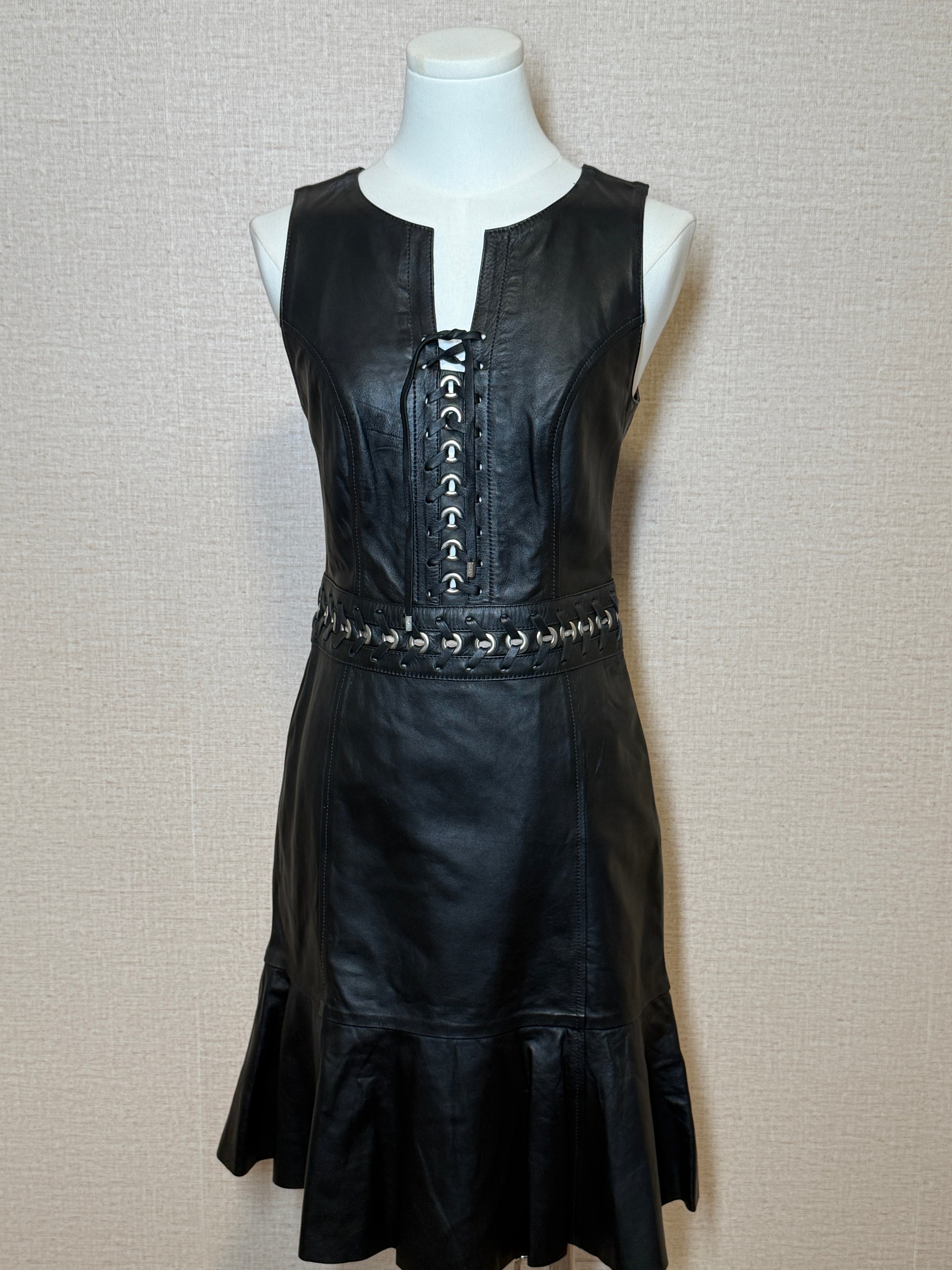 LETAGE Black Leather Dress Small