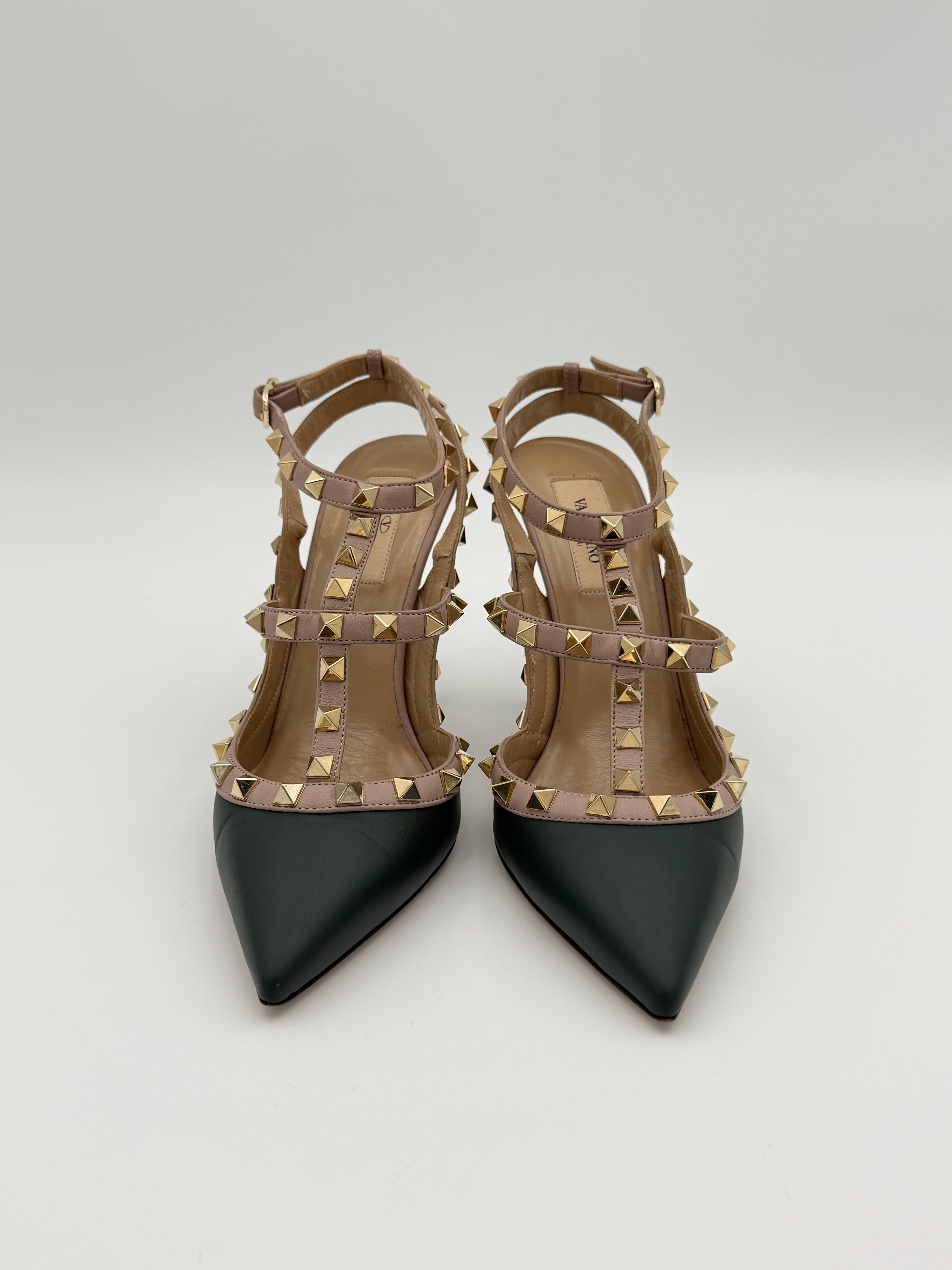 Valentino Rockstud green heel