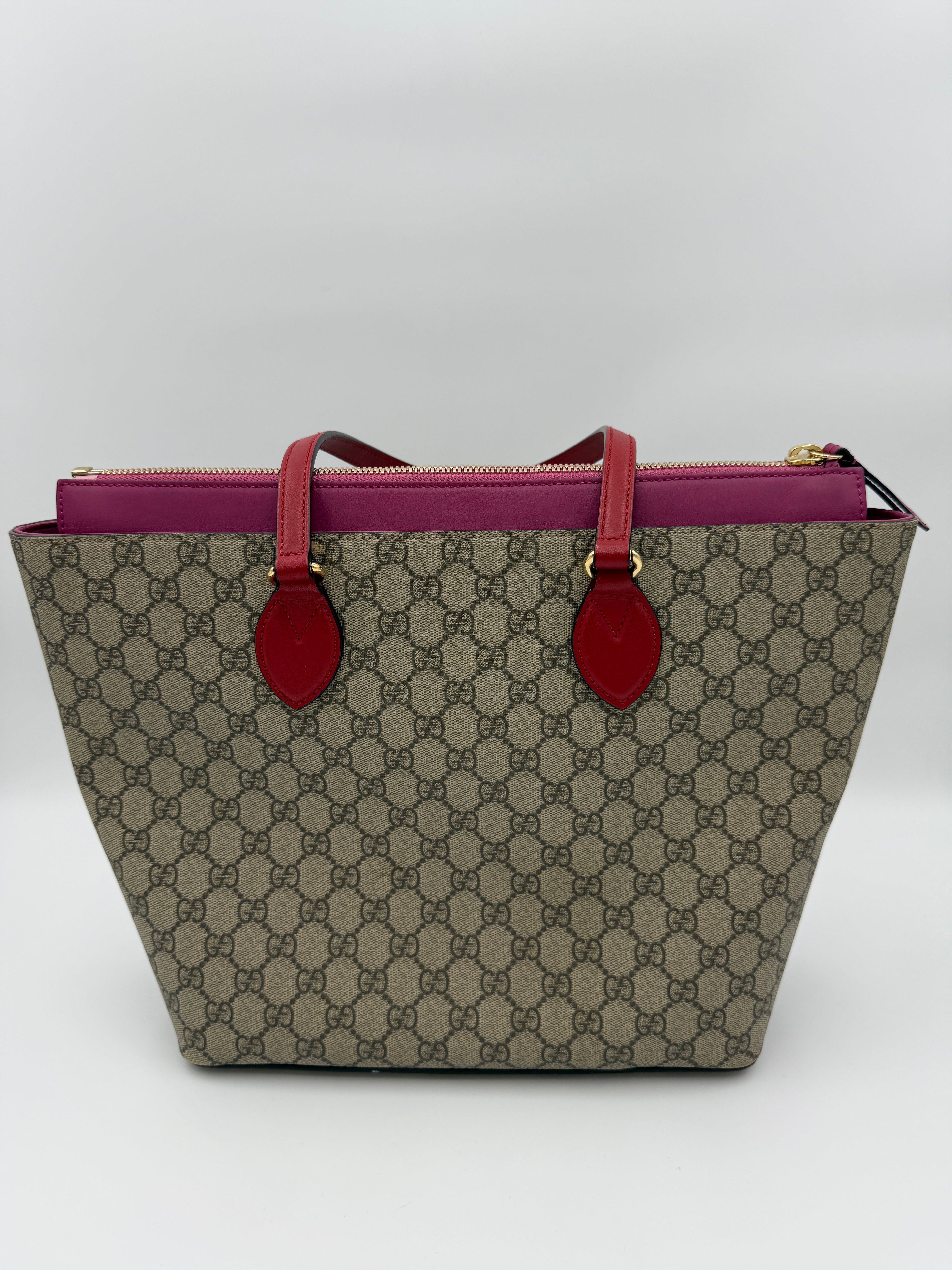 Gucci GG Monogram Hibiscus Red Tote