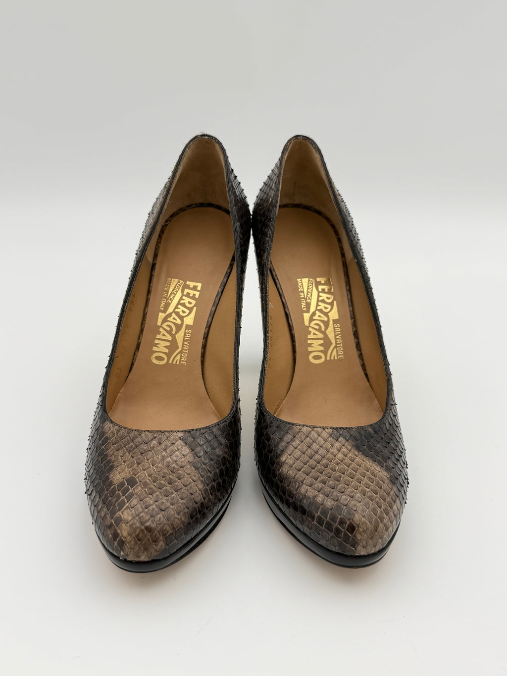 Ferragamo Brown Python Heel US7,5