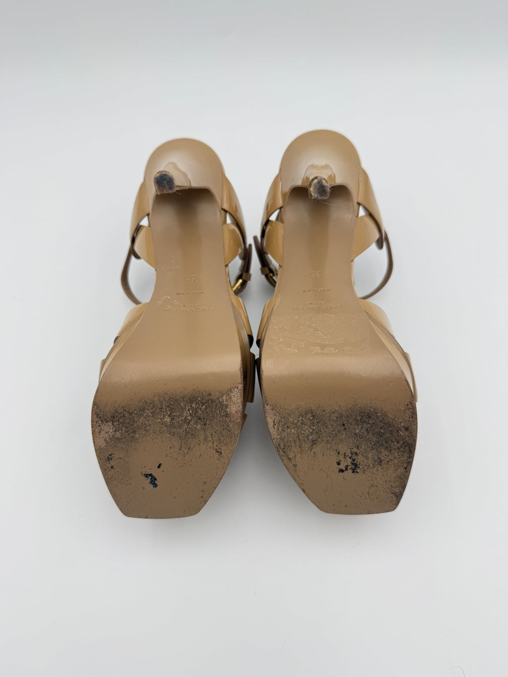 YSL Dark Nude Patent Sandal Size 38
