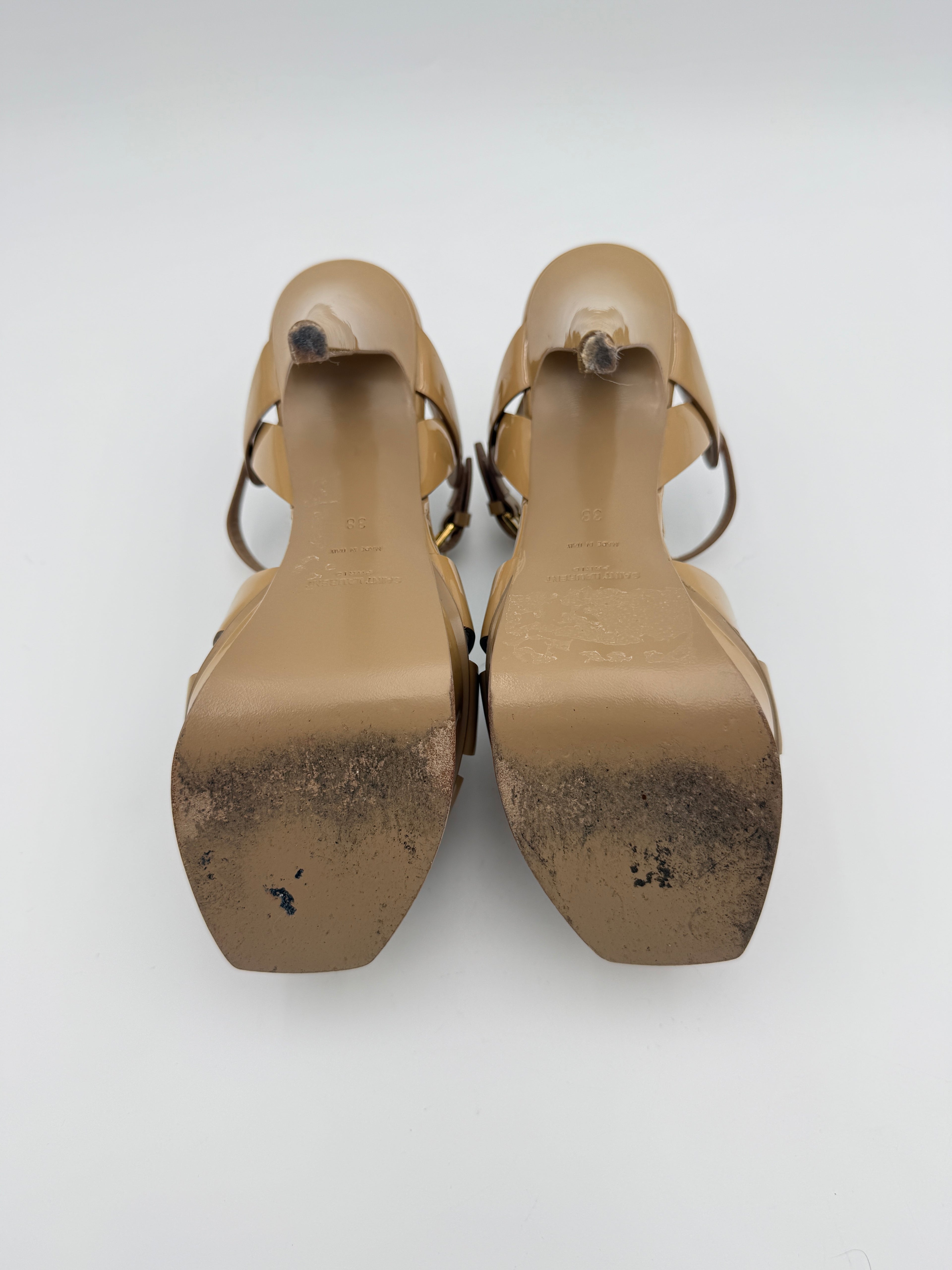 YSL Dark Nude Patent Sandal Size 38