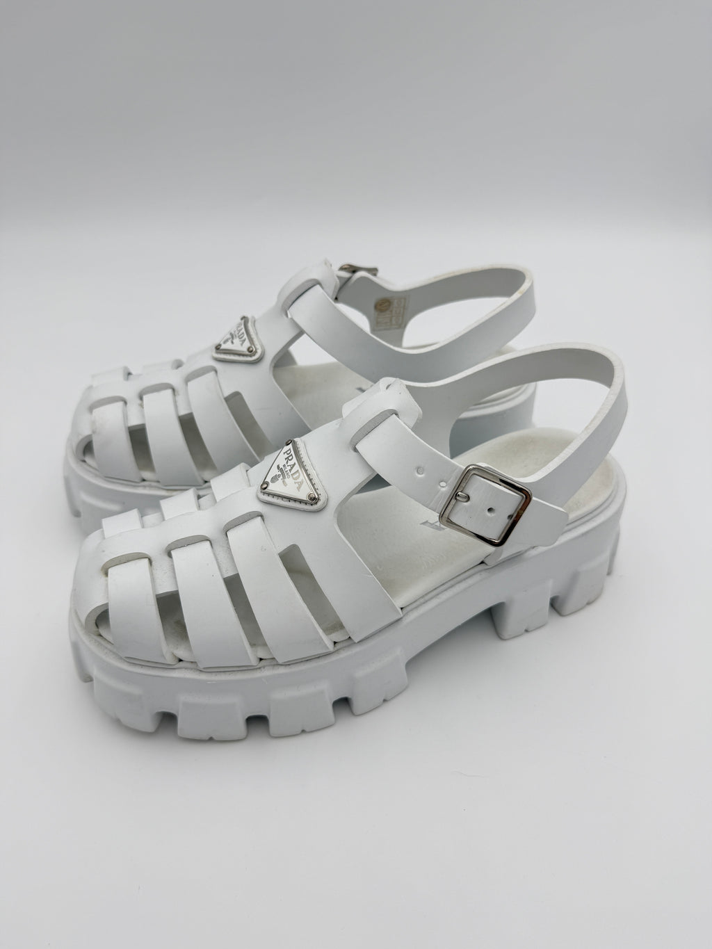 Prada White Monolith Platform Sandals Size 8