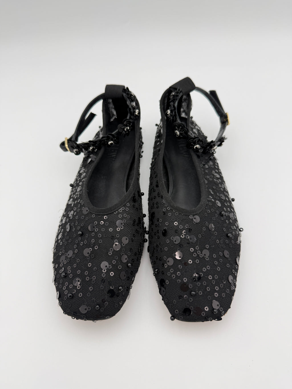 J.Crew Sequin Black Mesh Flats size 8