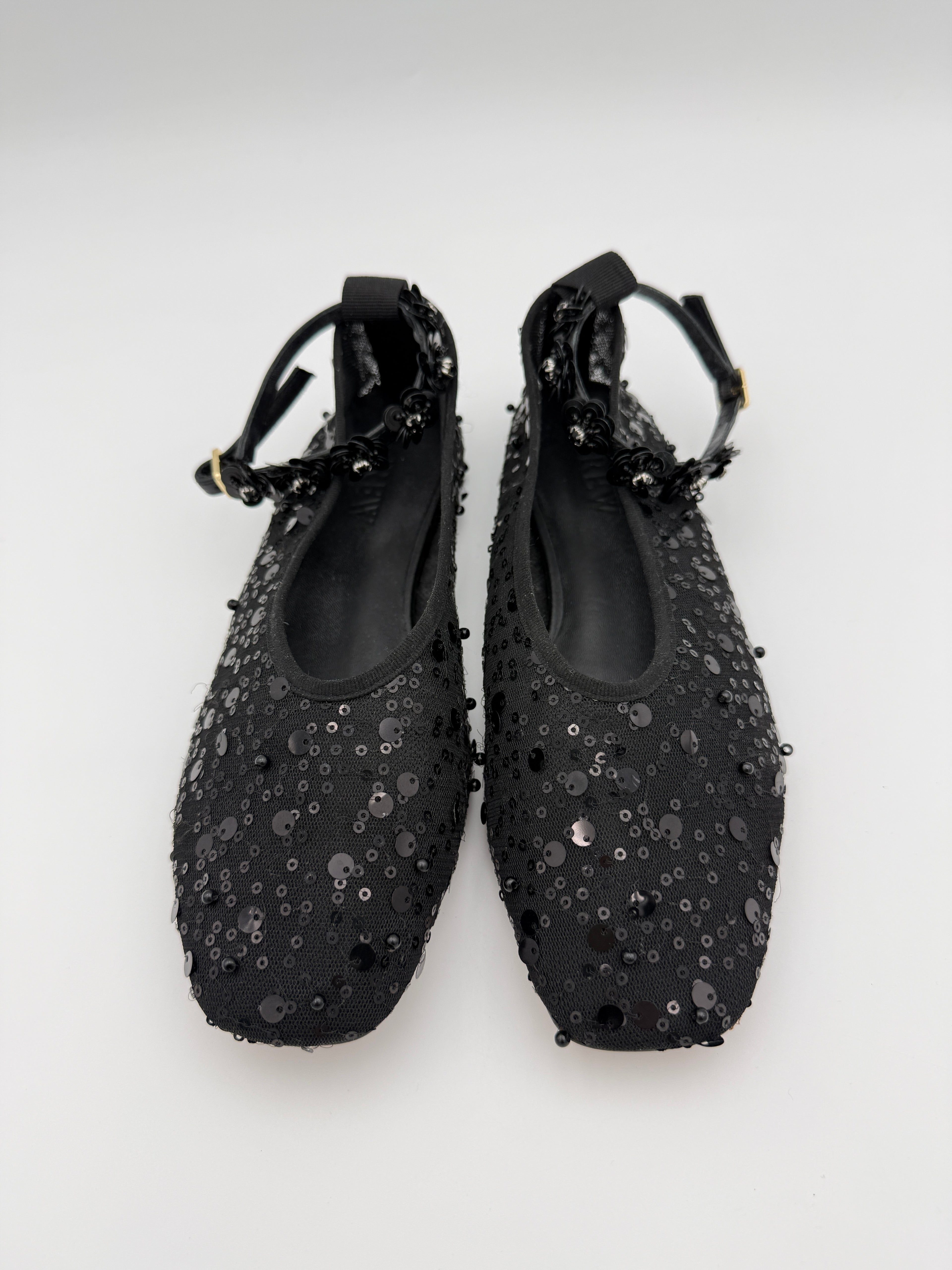 J.Crew Sequin Black Mesh Flats size 8