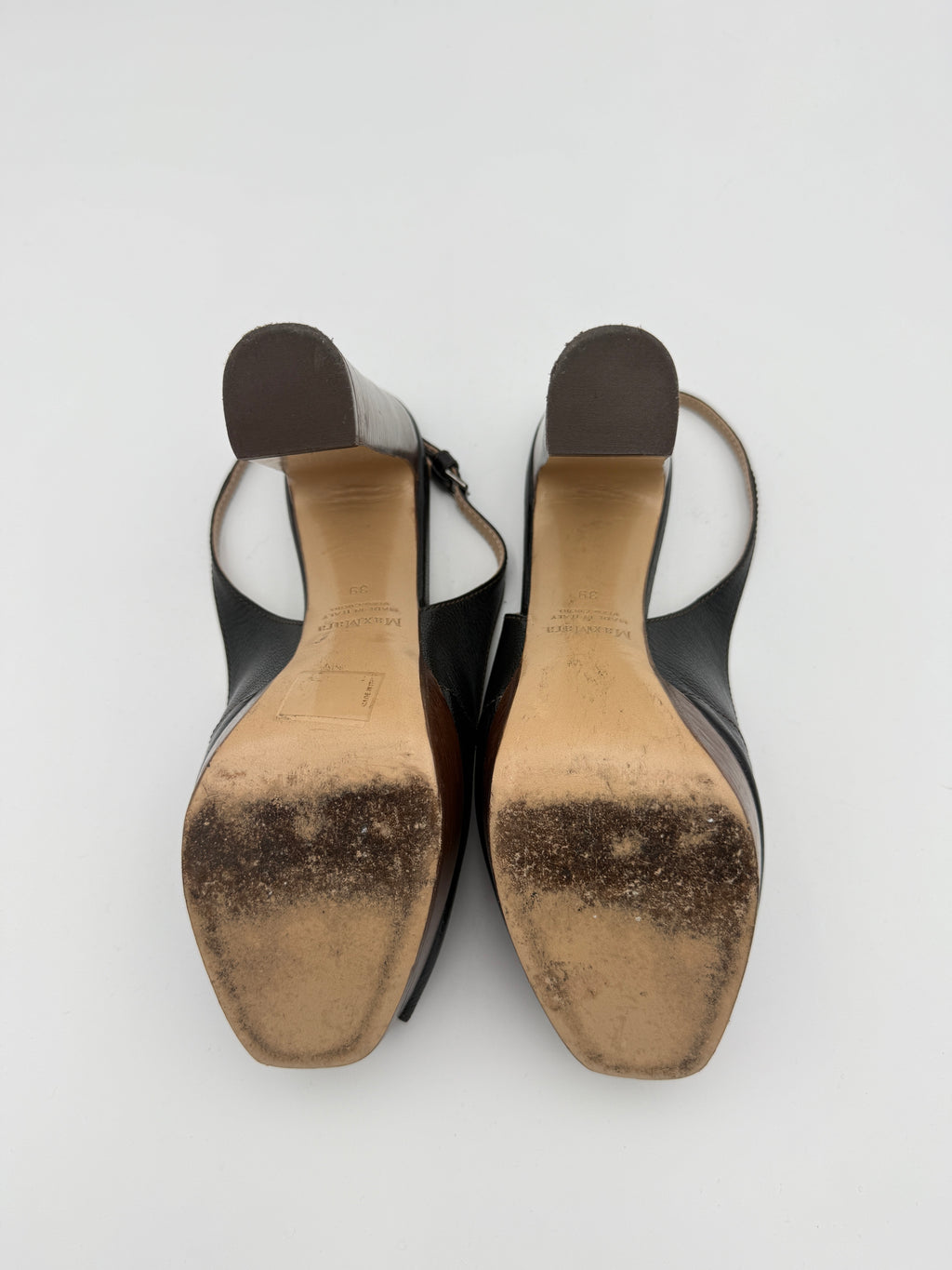 Max Mara Black Leather Heels Size 39