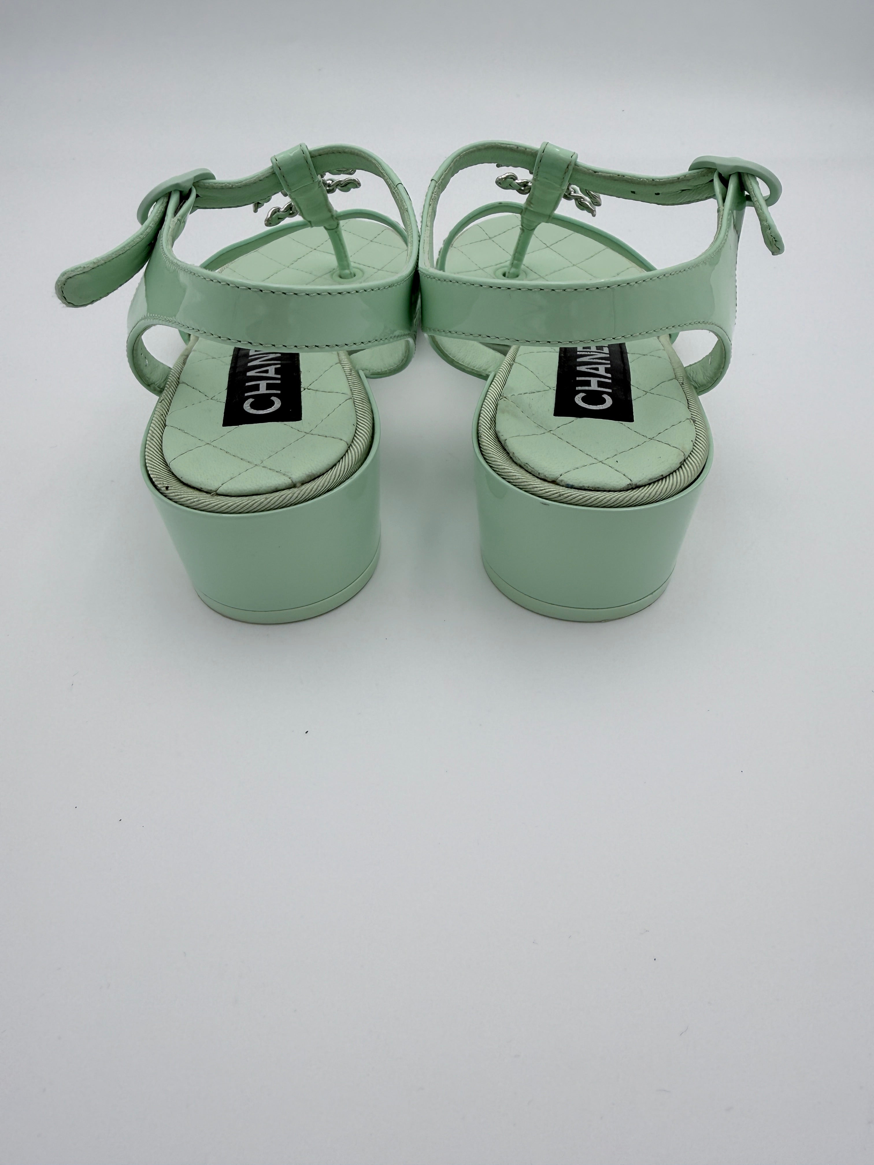Chanel Mint Green Sandal size 36 Pre Loved