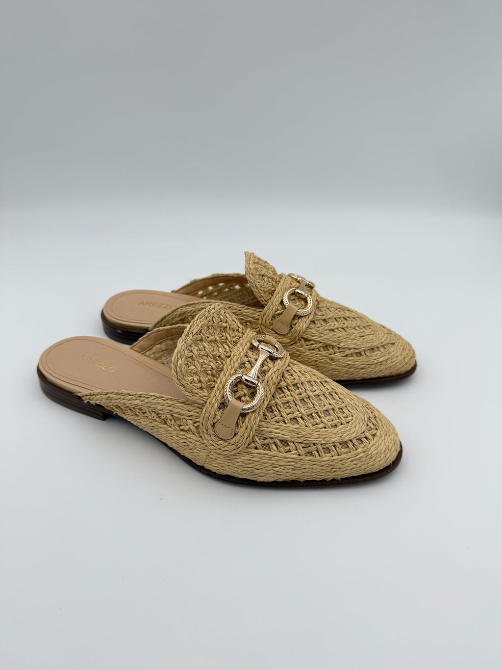 Arezzo raffia beige Mule Size 9