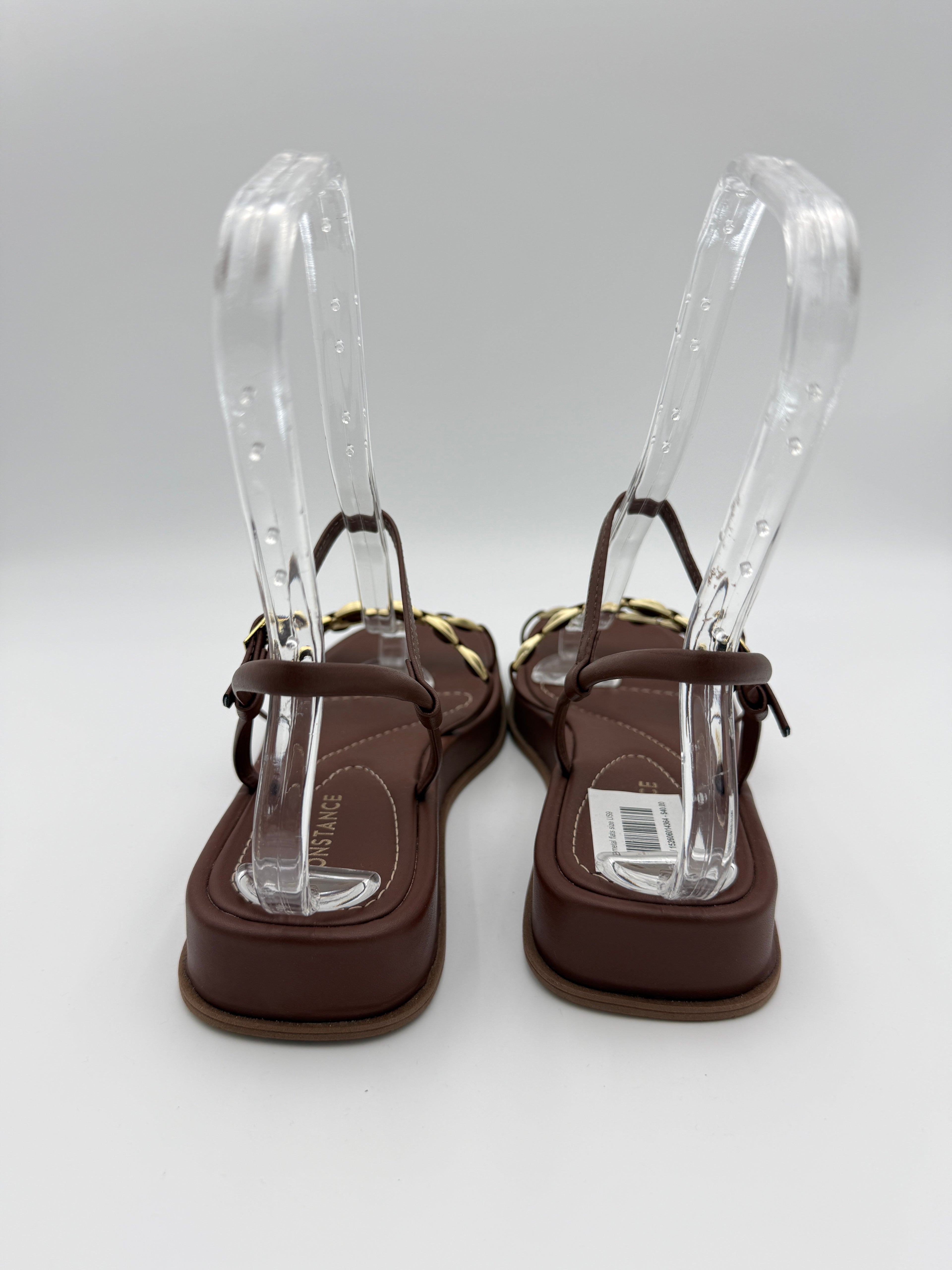 Brown metal flats Size 9