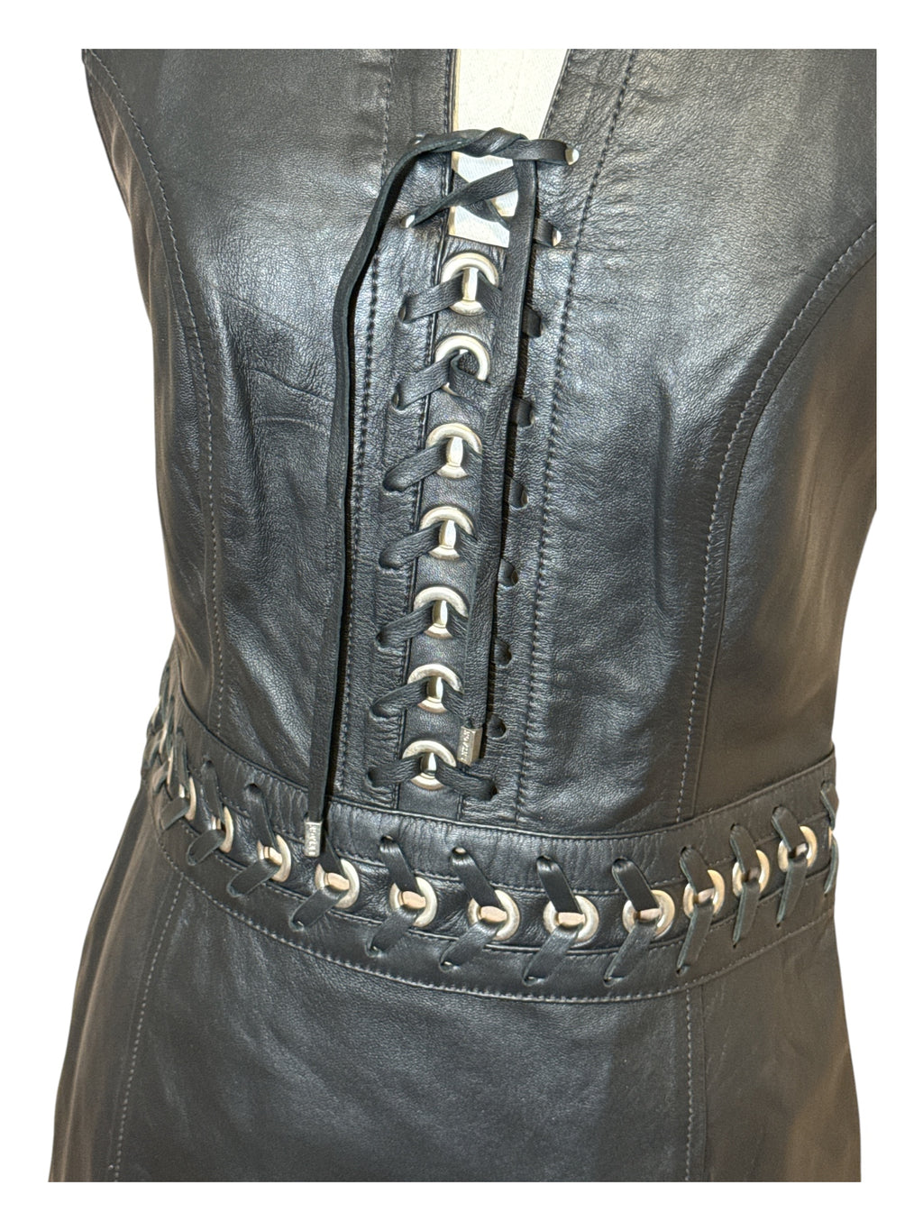 LETAGE Black Leather Dress Small