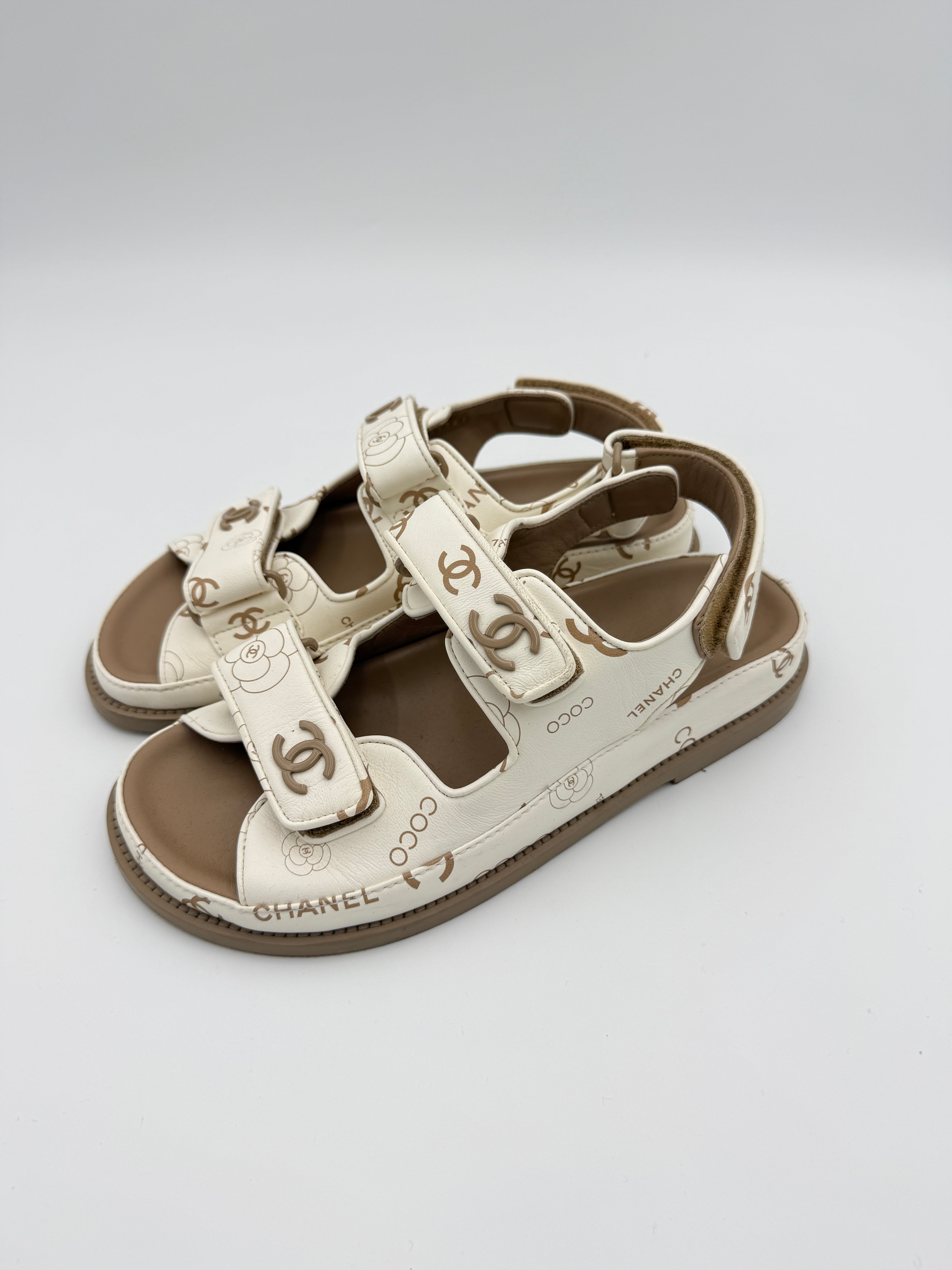 Chanel Off White Dad Sandals Size 37