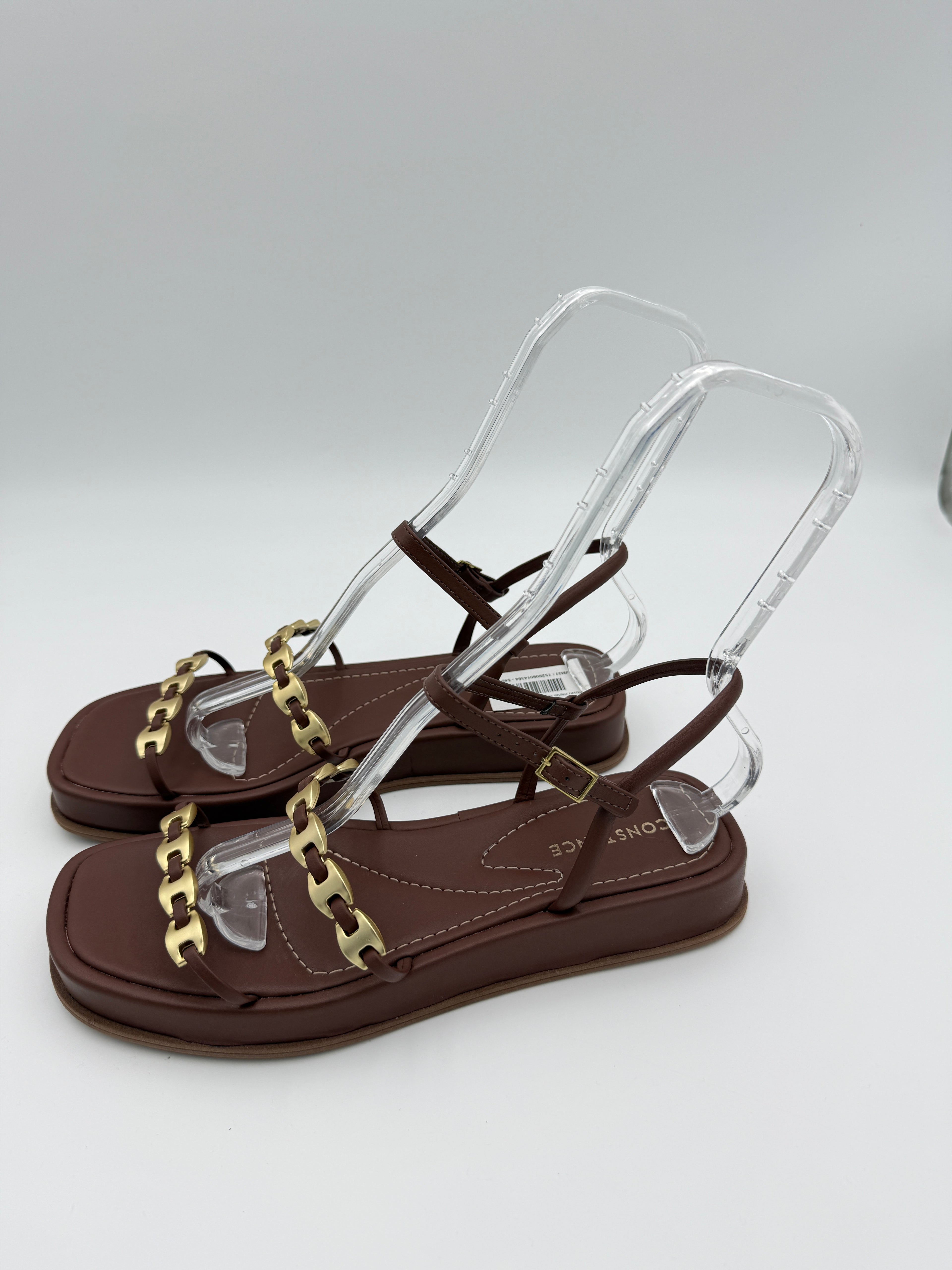 Brown metal flats Size 9