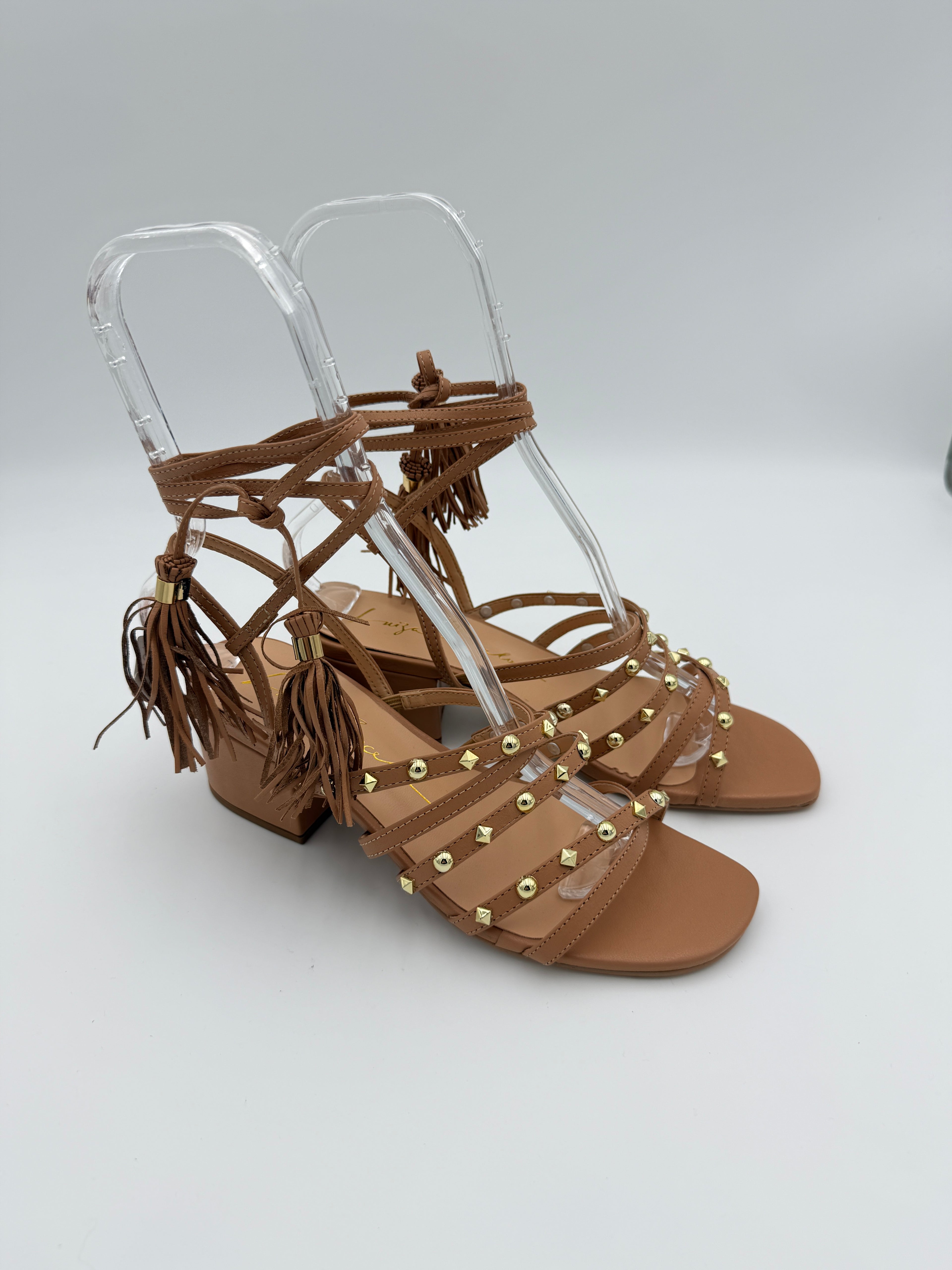 Luiza Barcelos Caramel Ankle Wrap Sandal B076 V9