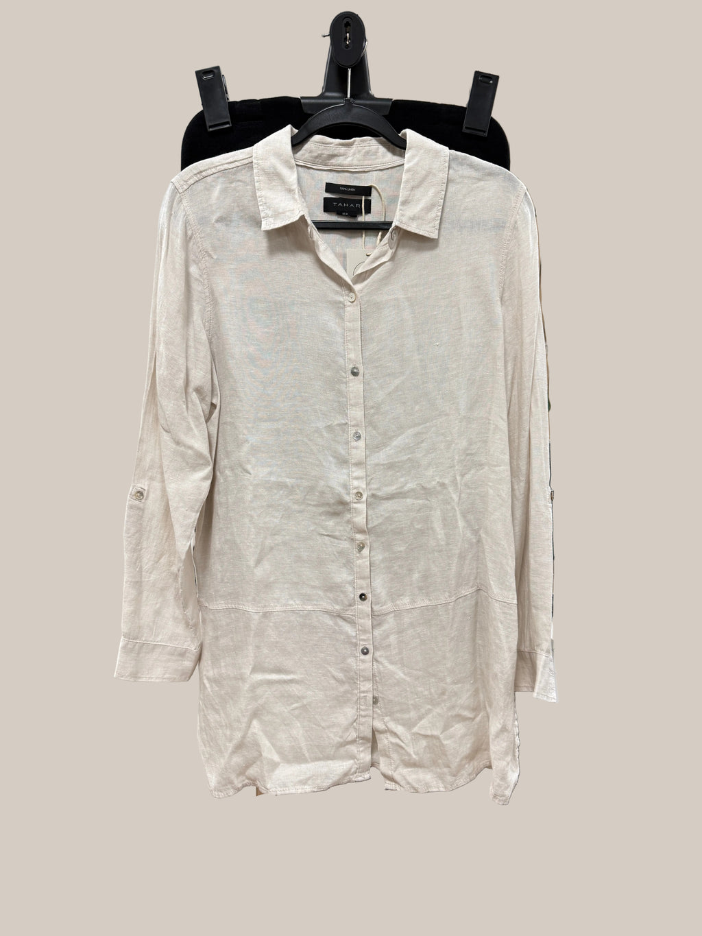 Tahari Beige Linen Long Shirt Medium