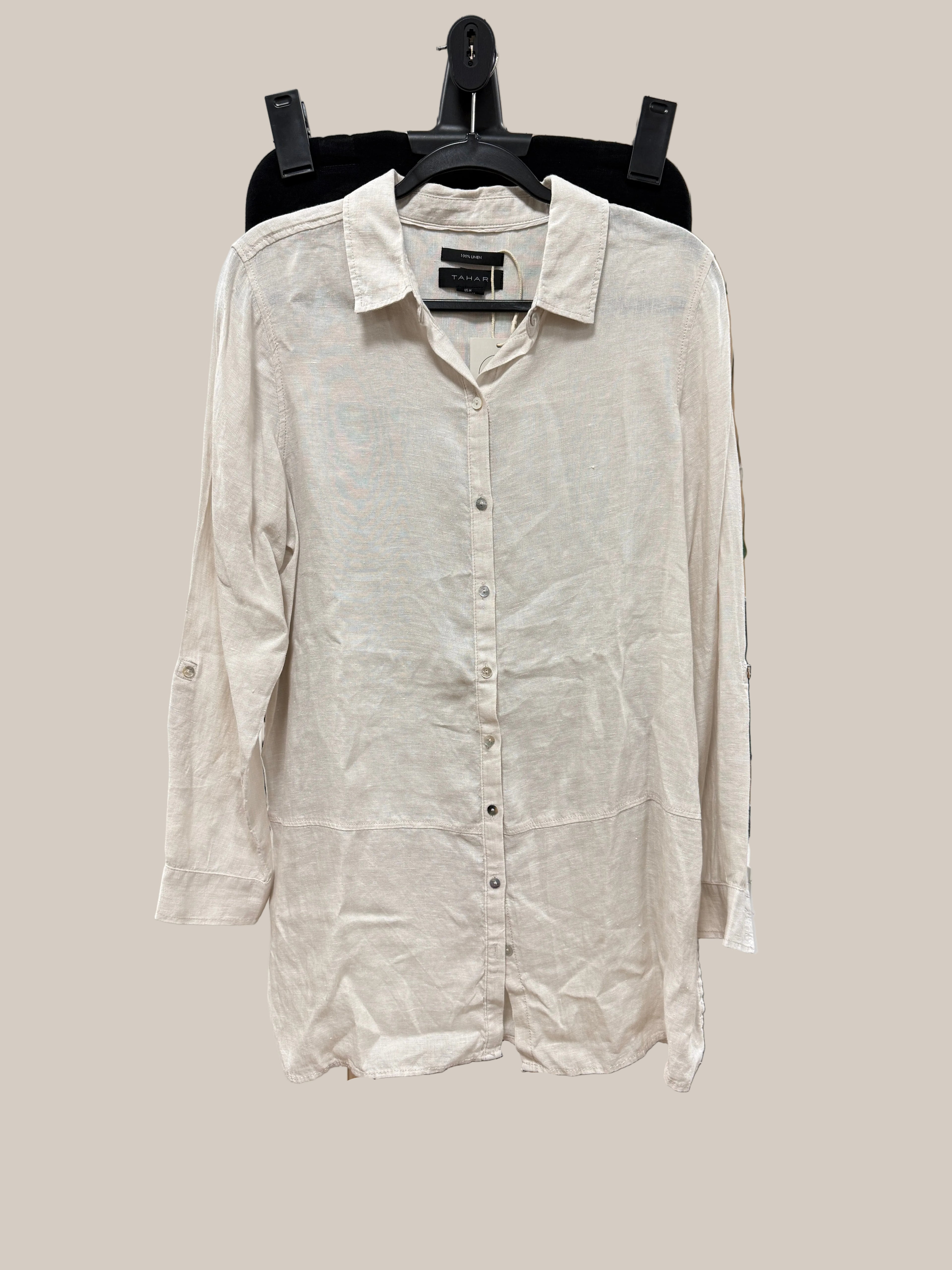 Tahari Beige Linen Long Shirt Medium