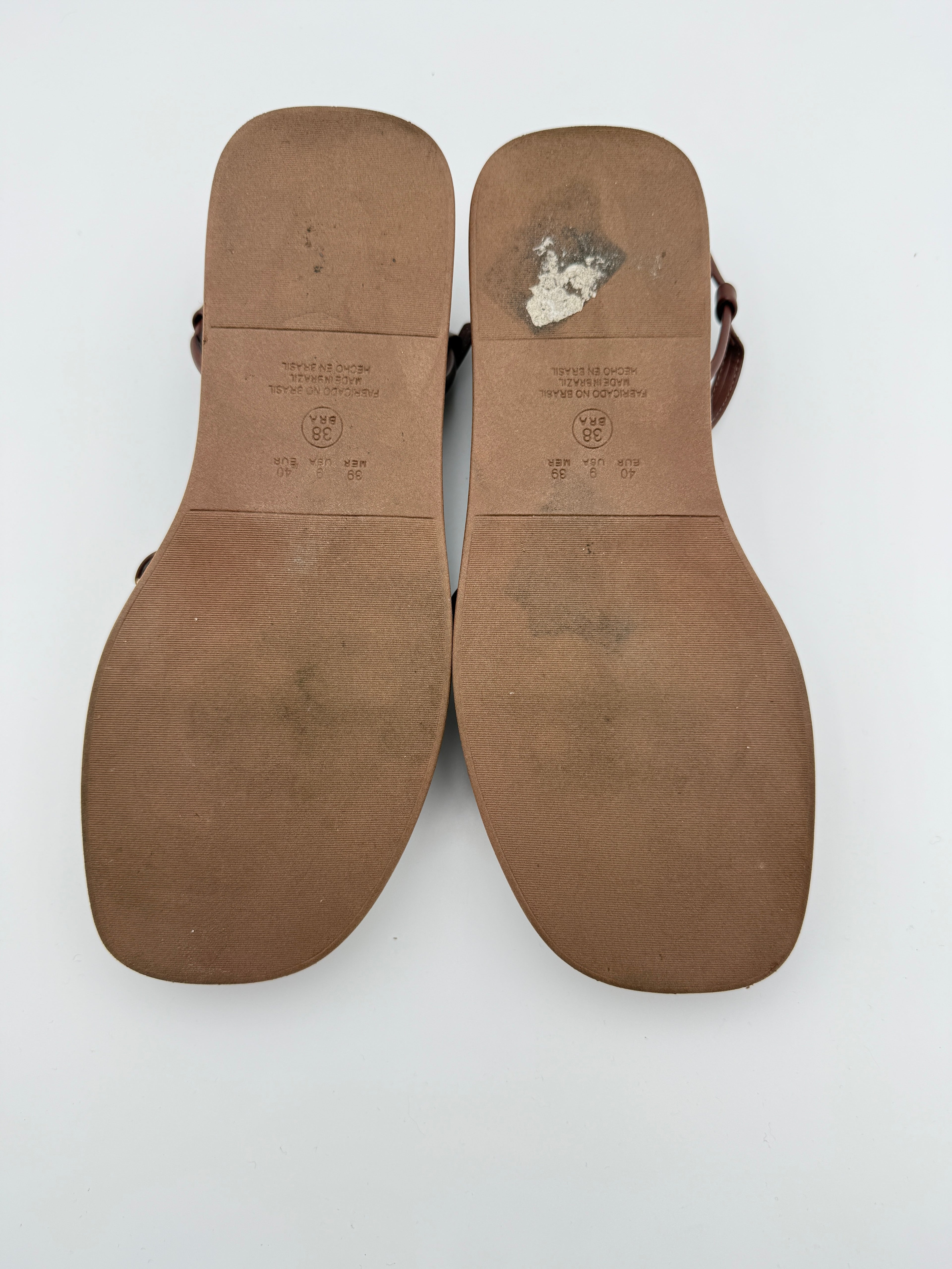 Brown metal flats Size 9