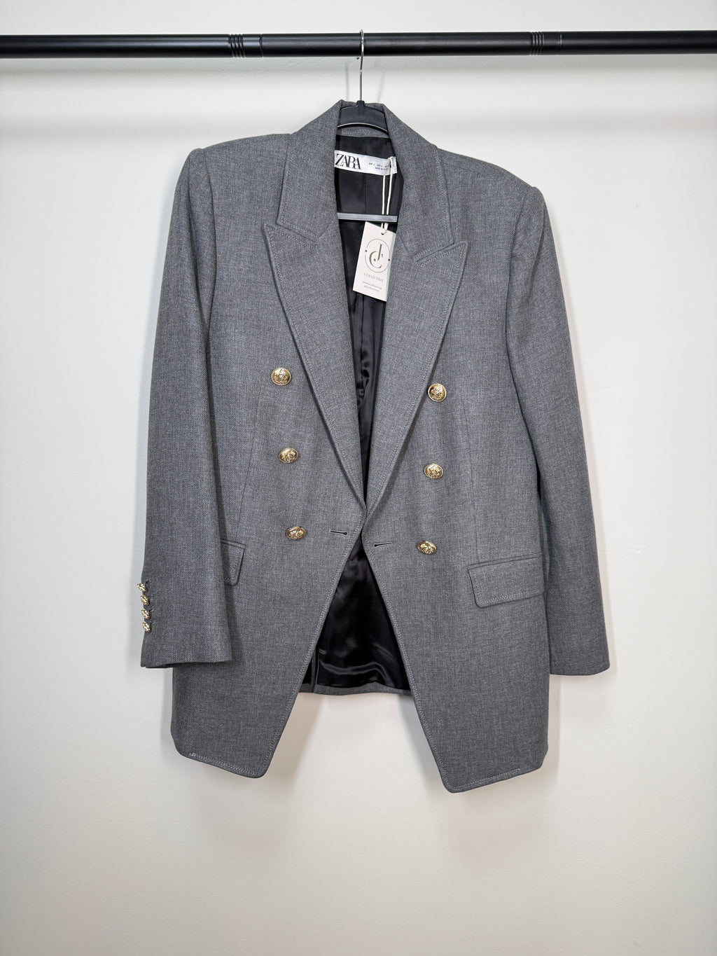 Zara Gray Blazer with Gold Buttons