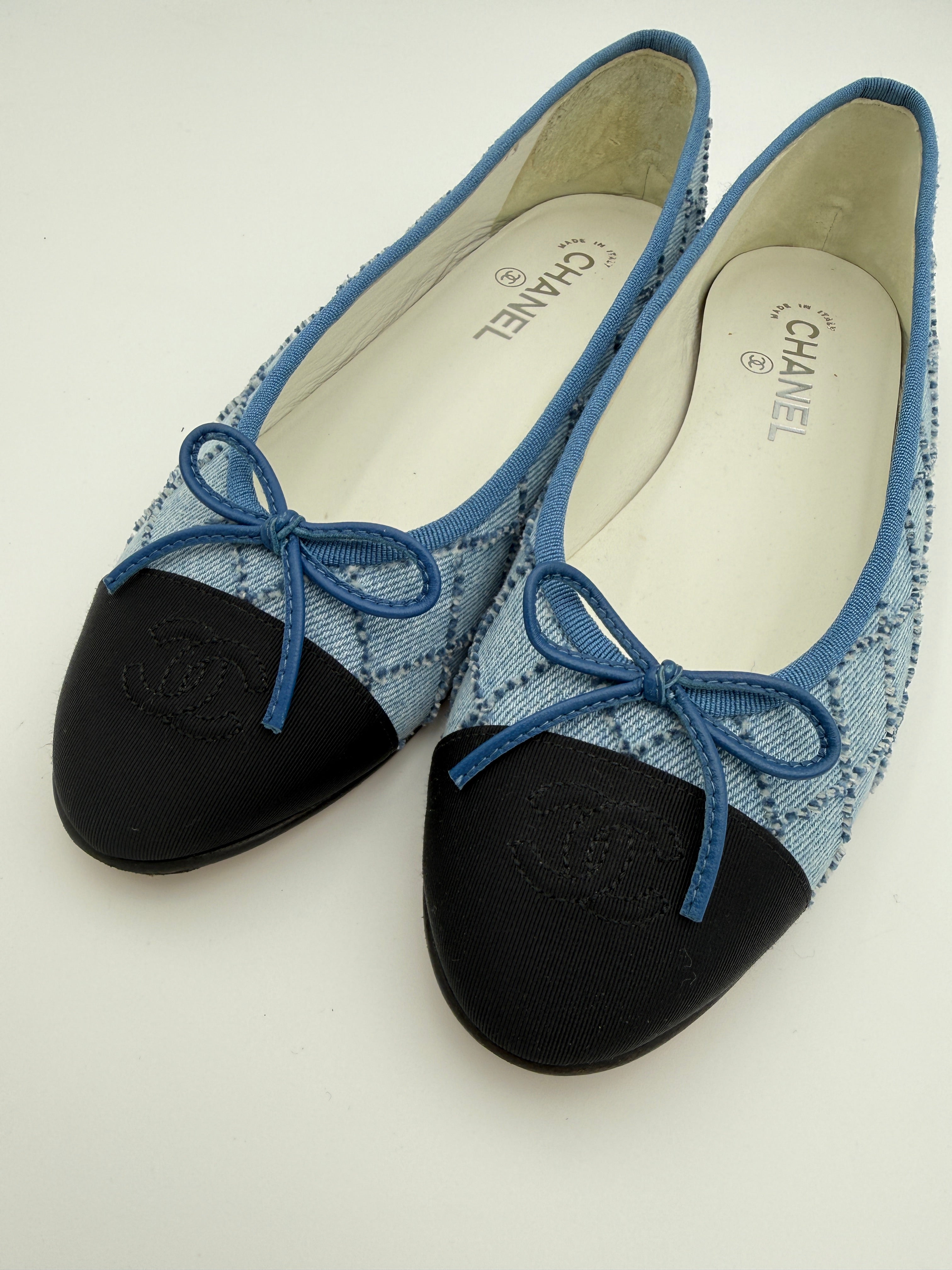 Chanel Light Denin Ballerinas Size 40