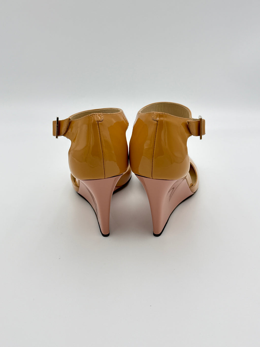 Jimmy Choo Patent Nude wedge size 36 w/ dust