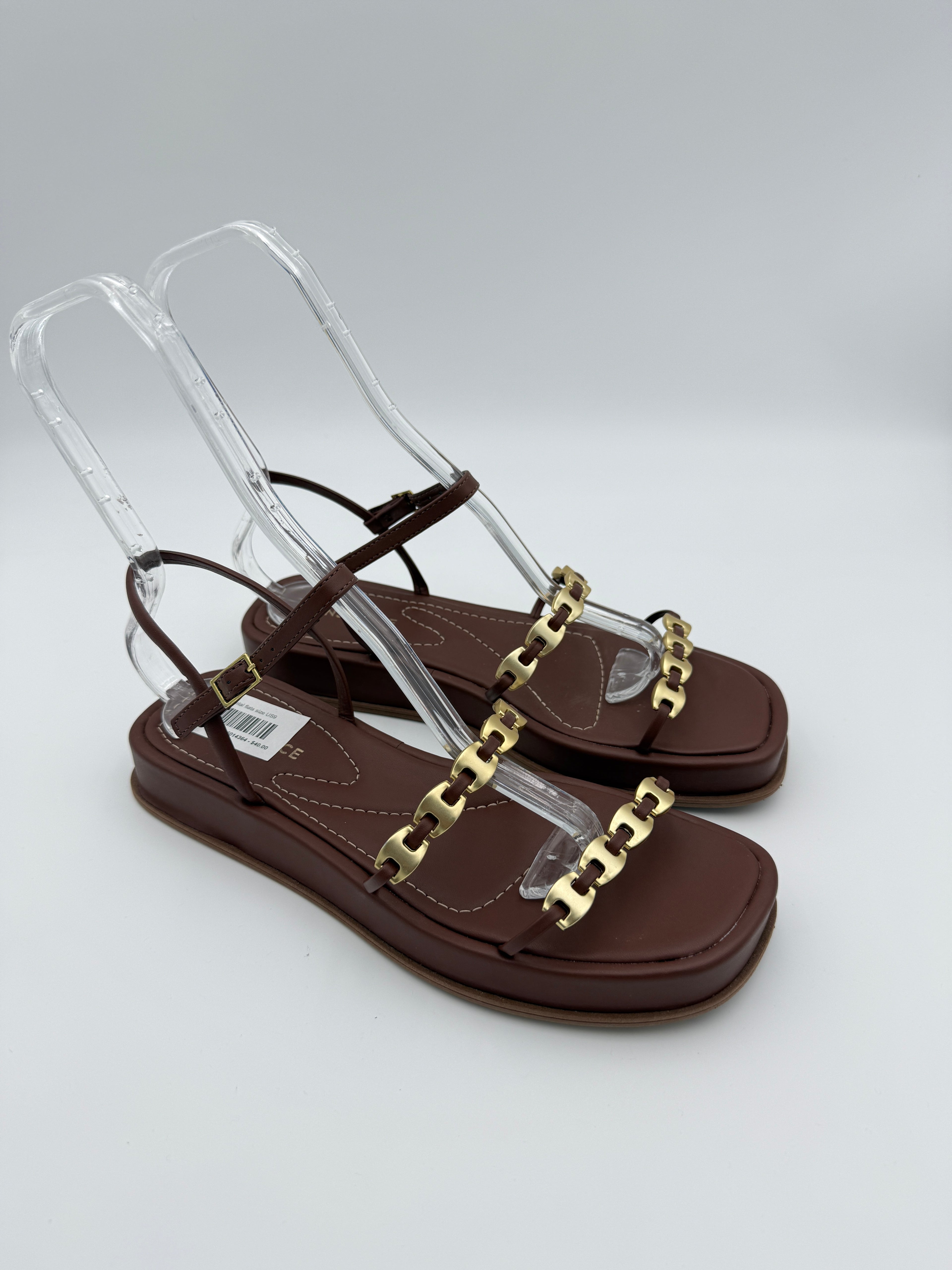 Brown metal flats Size 9