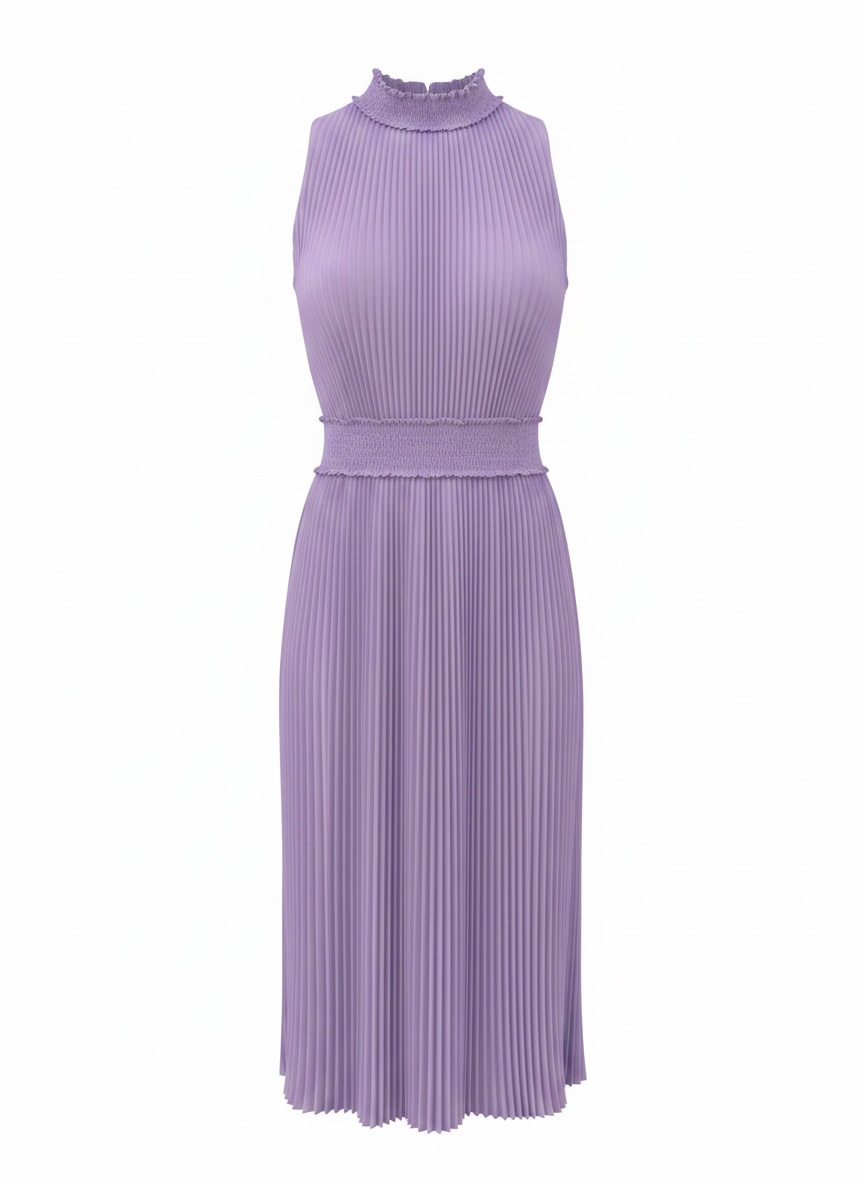vestido plissado lilas