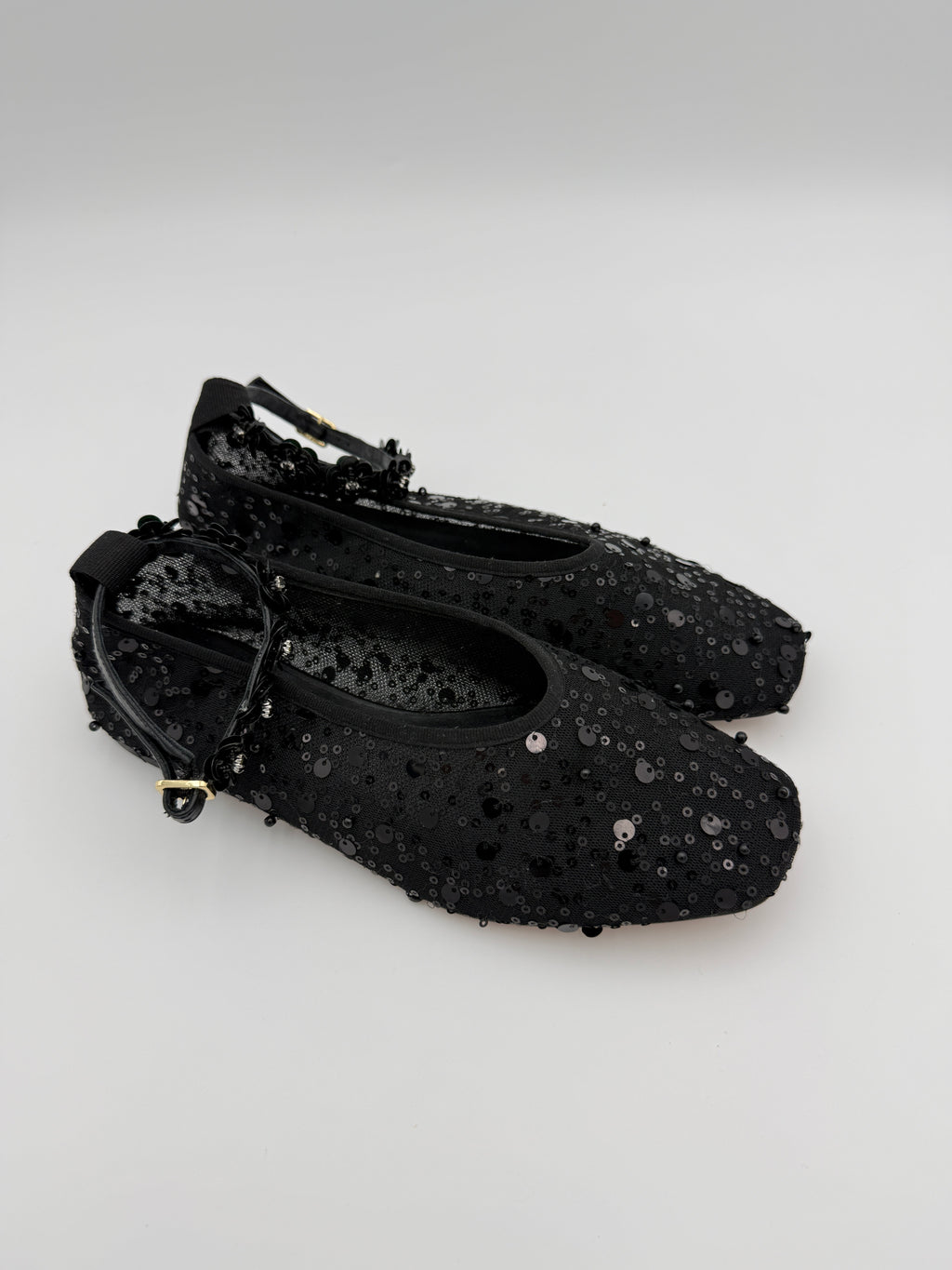 J.Crew Sequin Black Mesh Flats size 8