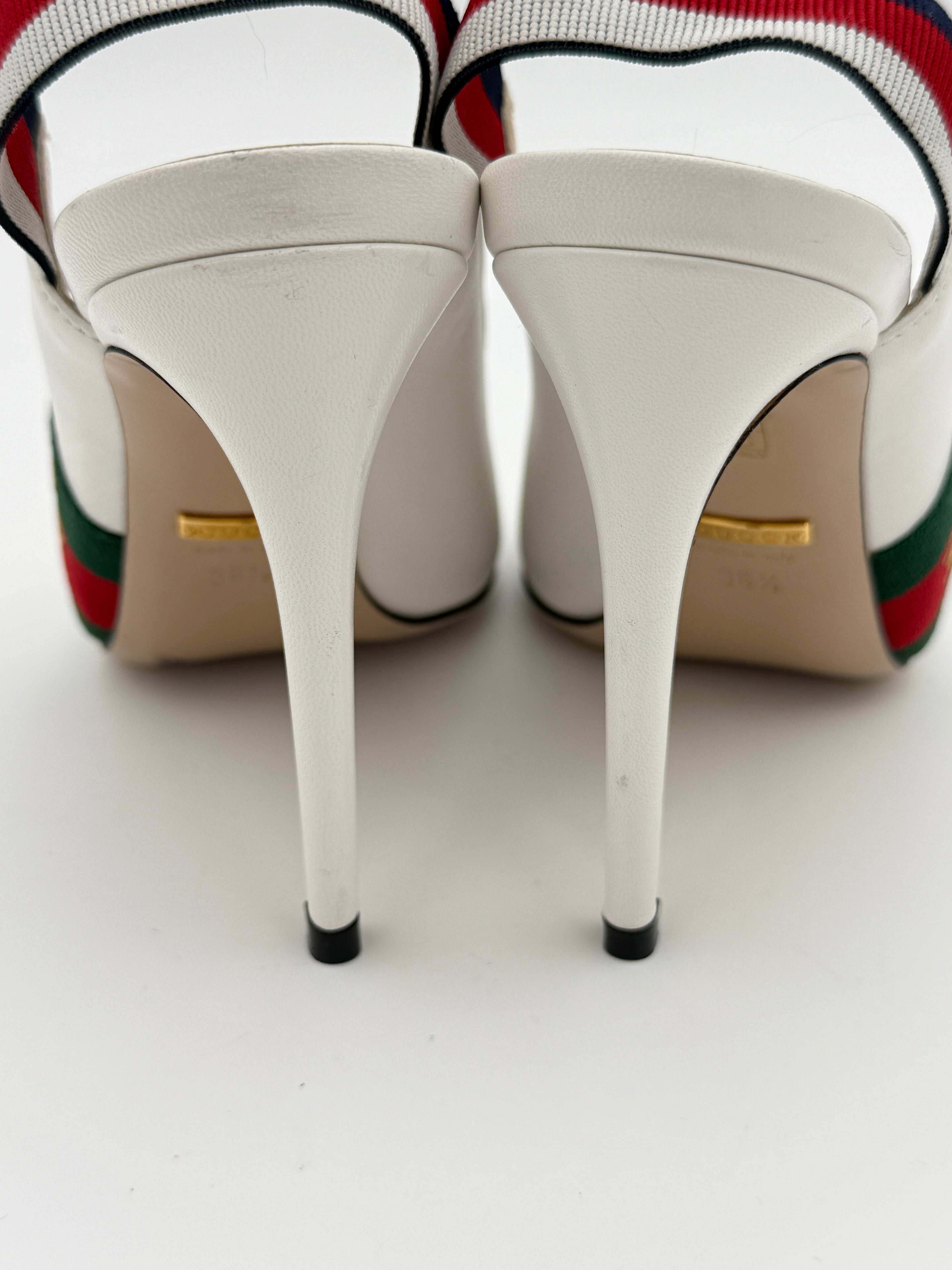 gucci white sylvie sling back size 36,5