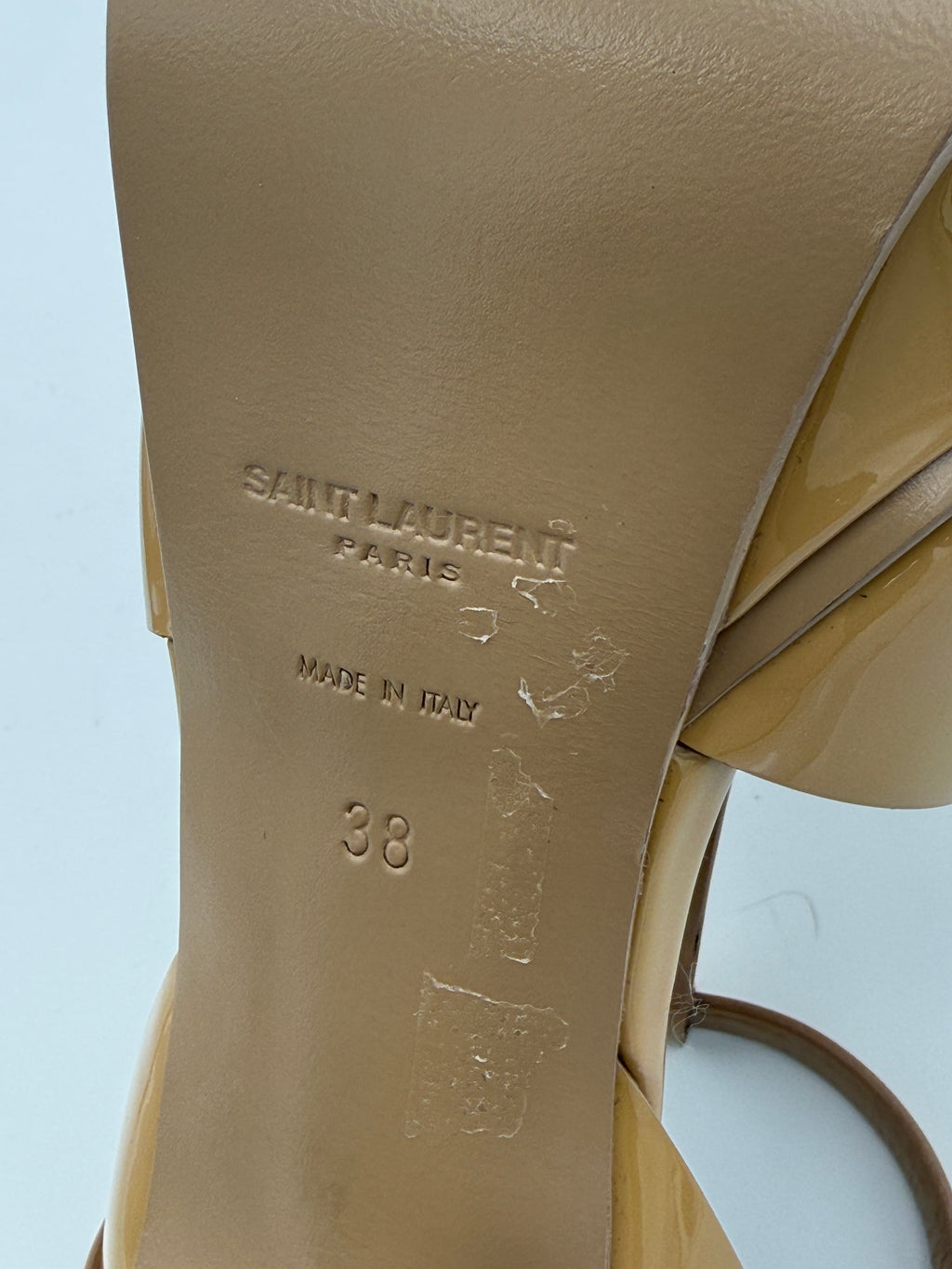 YSL Dark Nude Patent Sandal Size 38