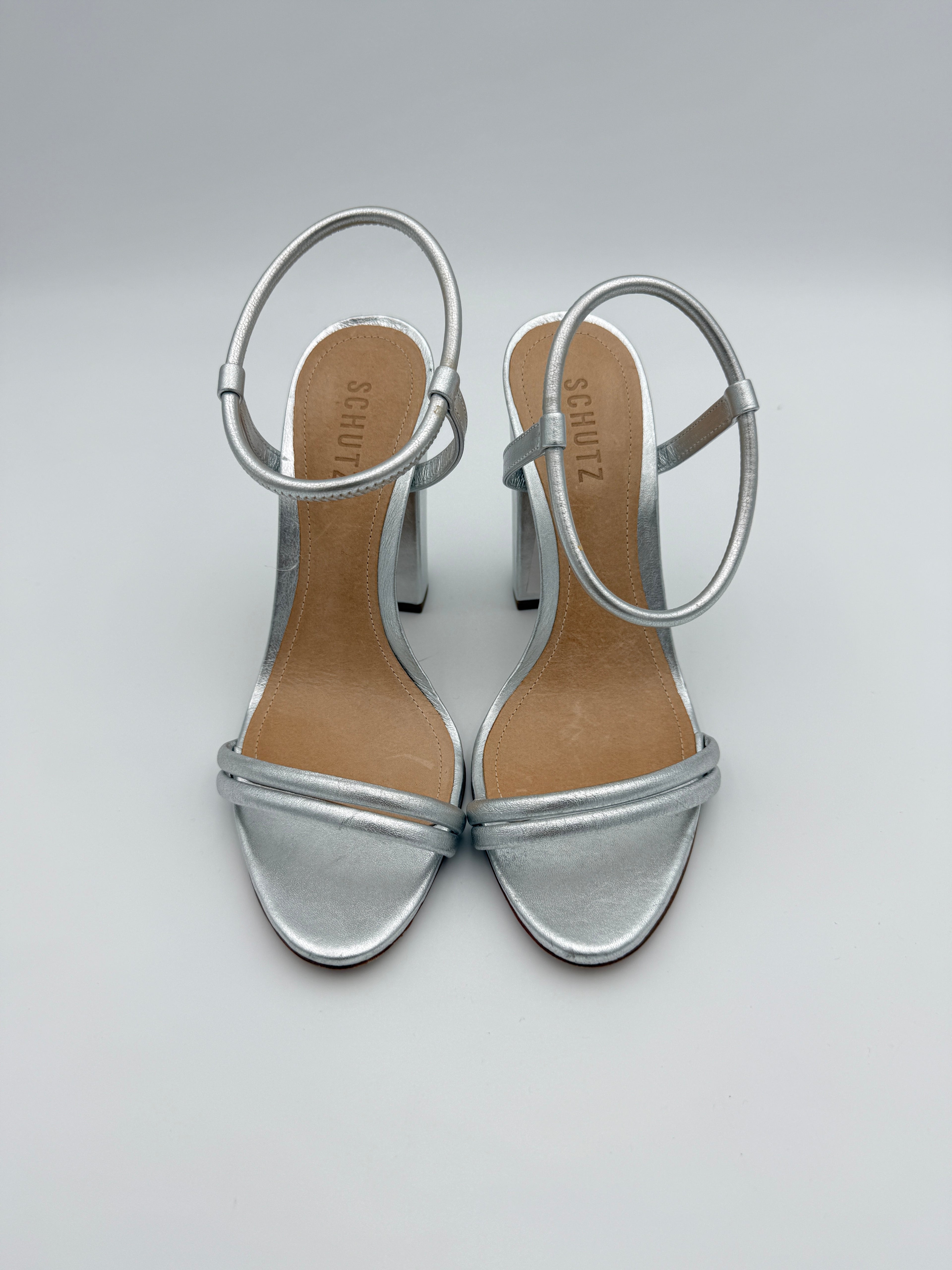 Schutz Silver Sandal Size 8