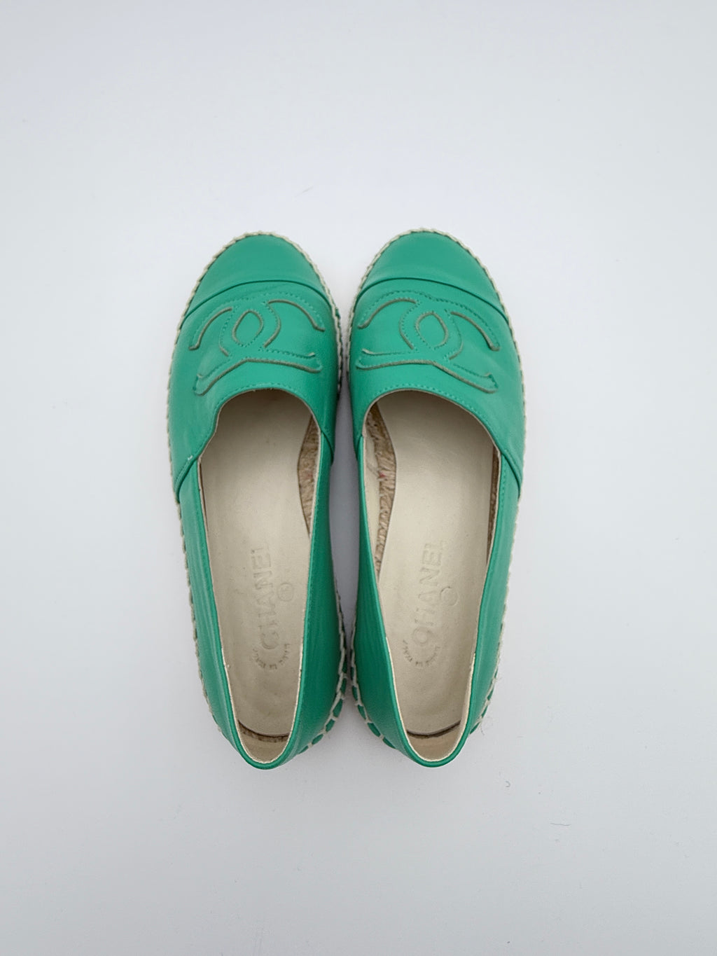 Chanel Green Leather Espadrille size 37