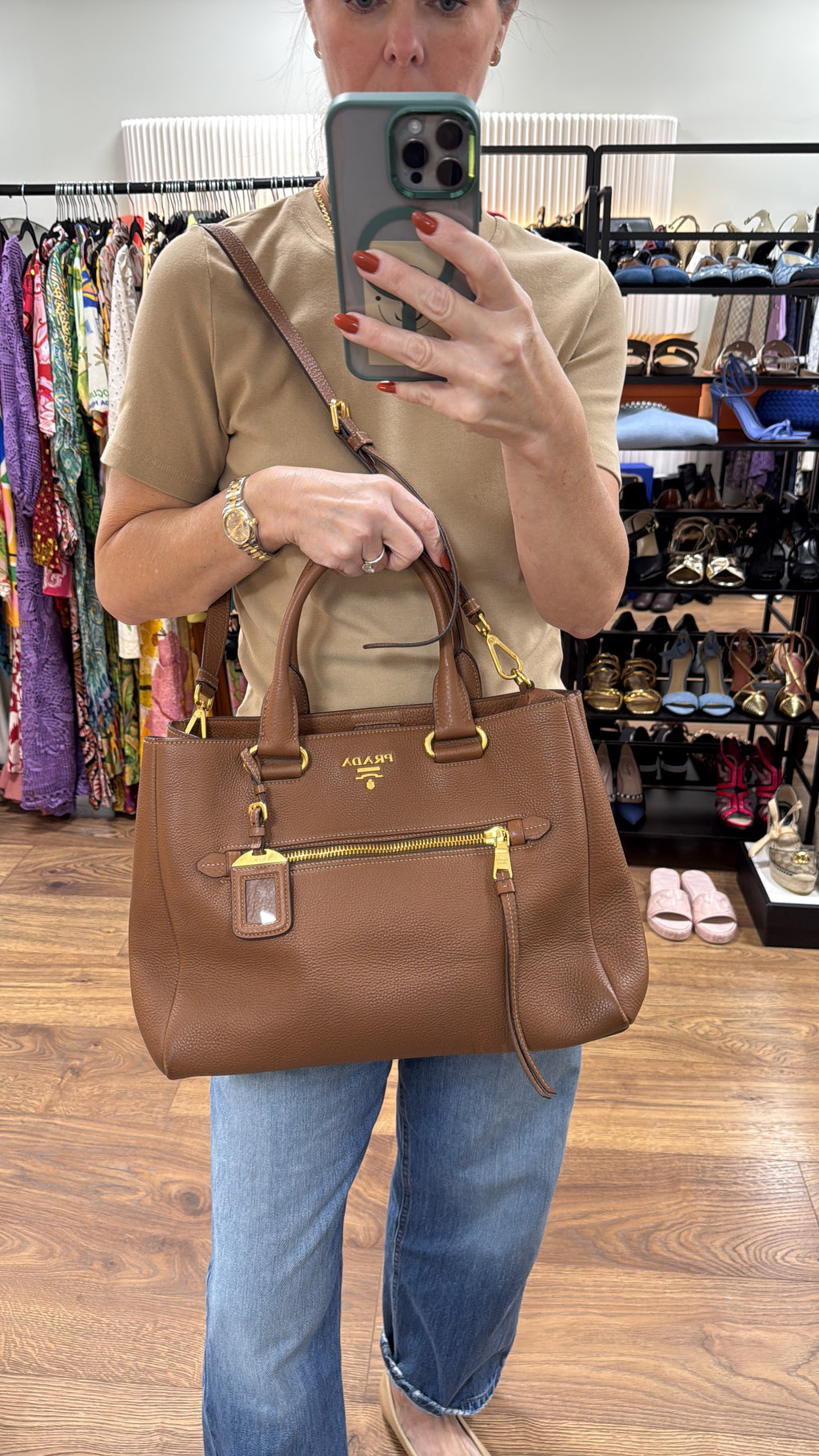 Prada Daino Brown Tote