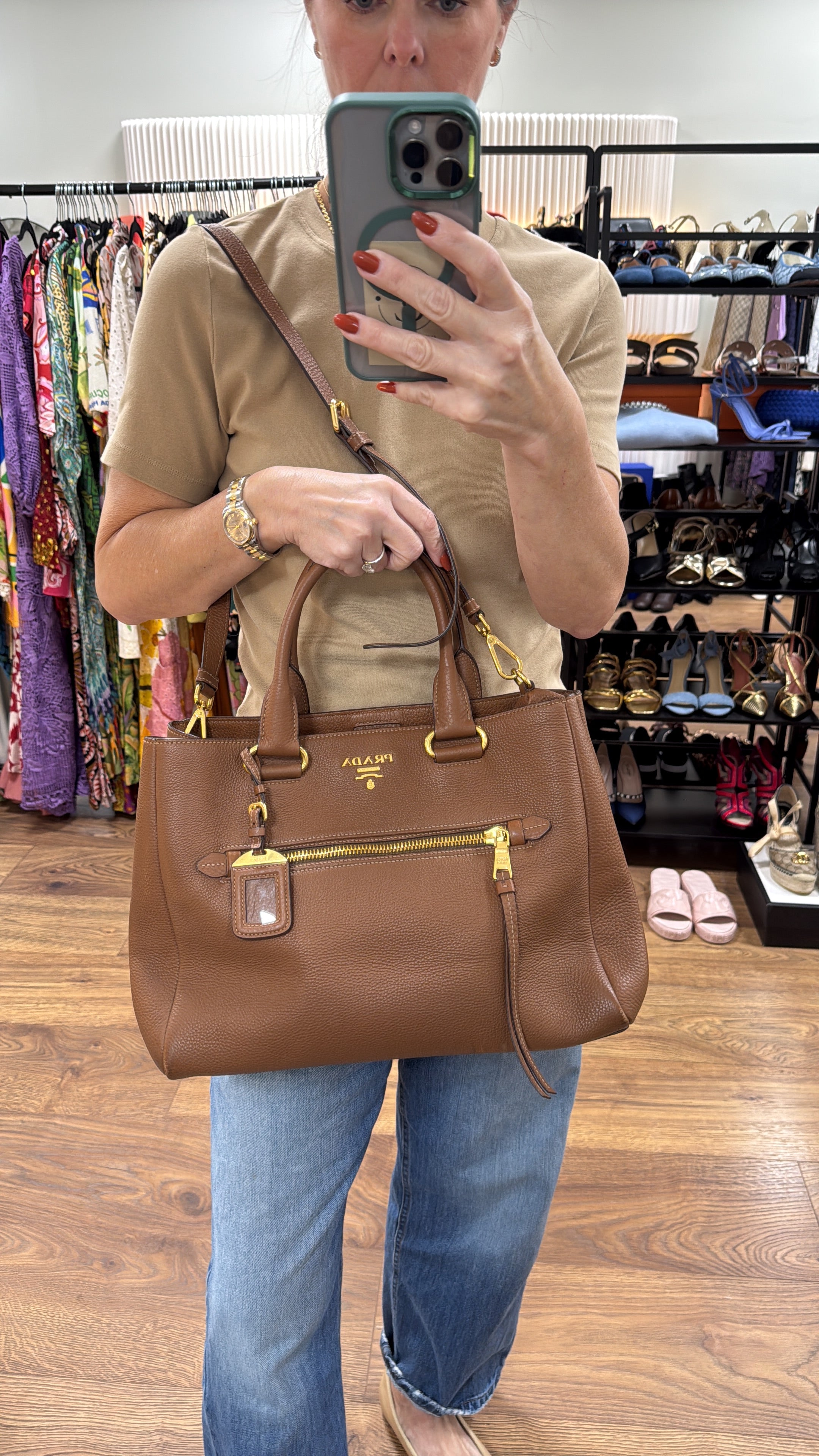 Prada Daino Brown Tote