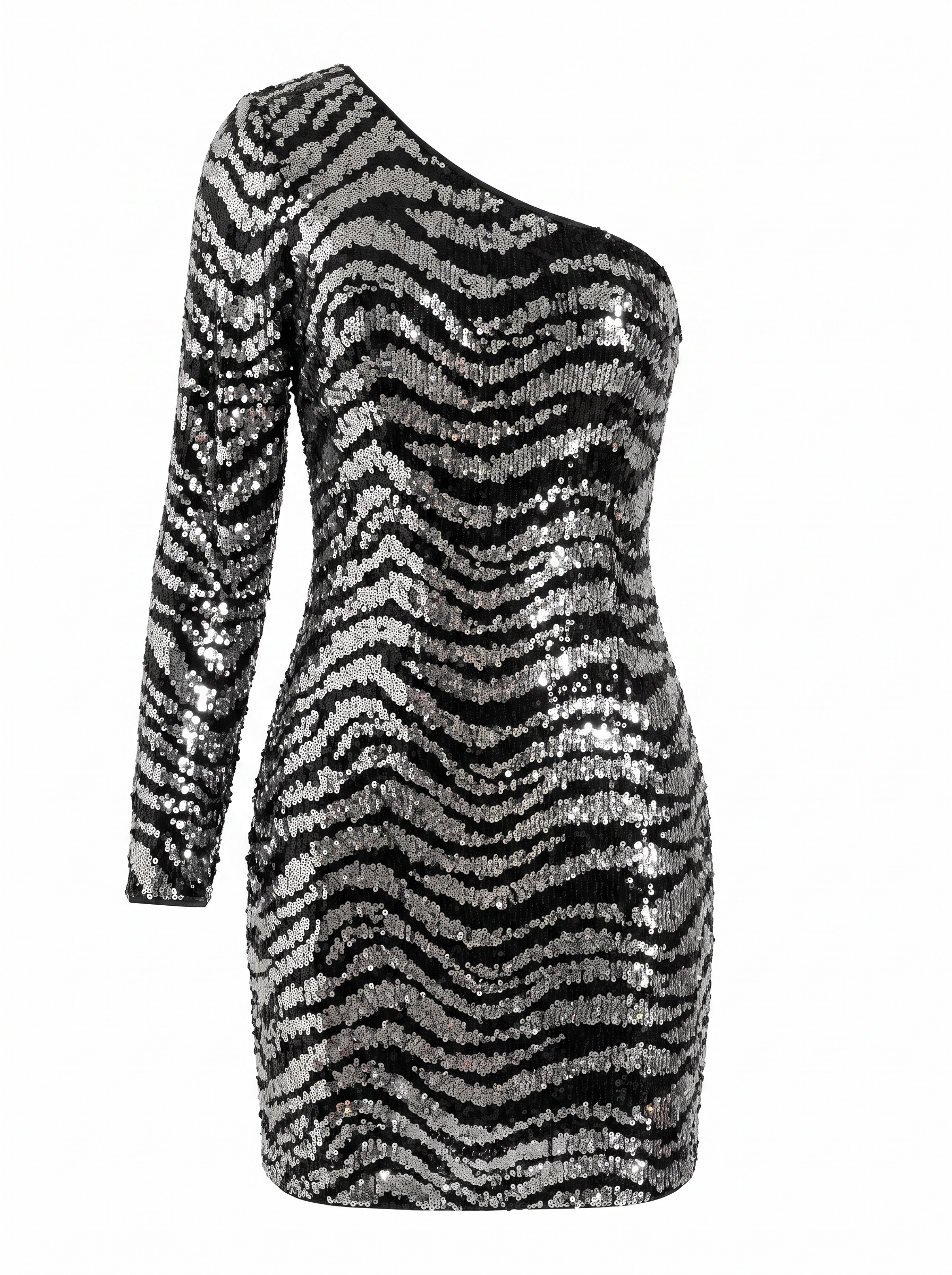 Aidain silver black sequin mini dress