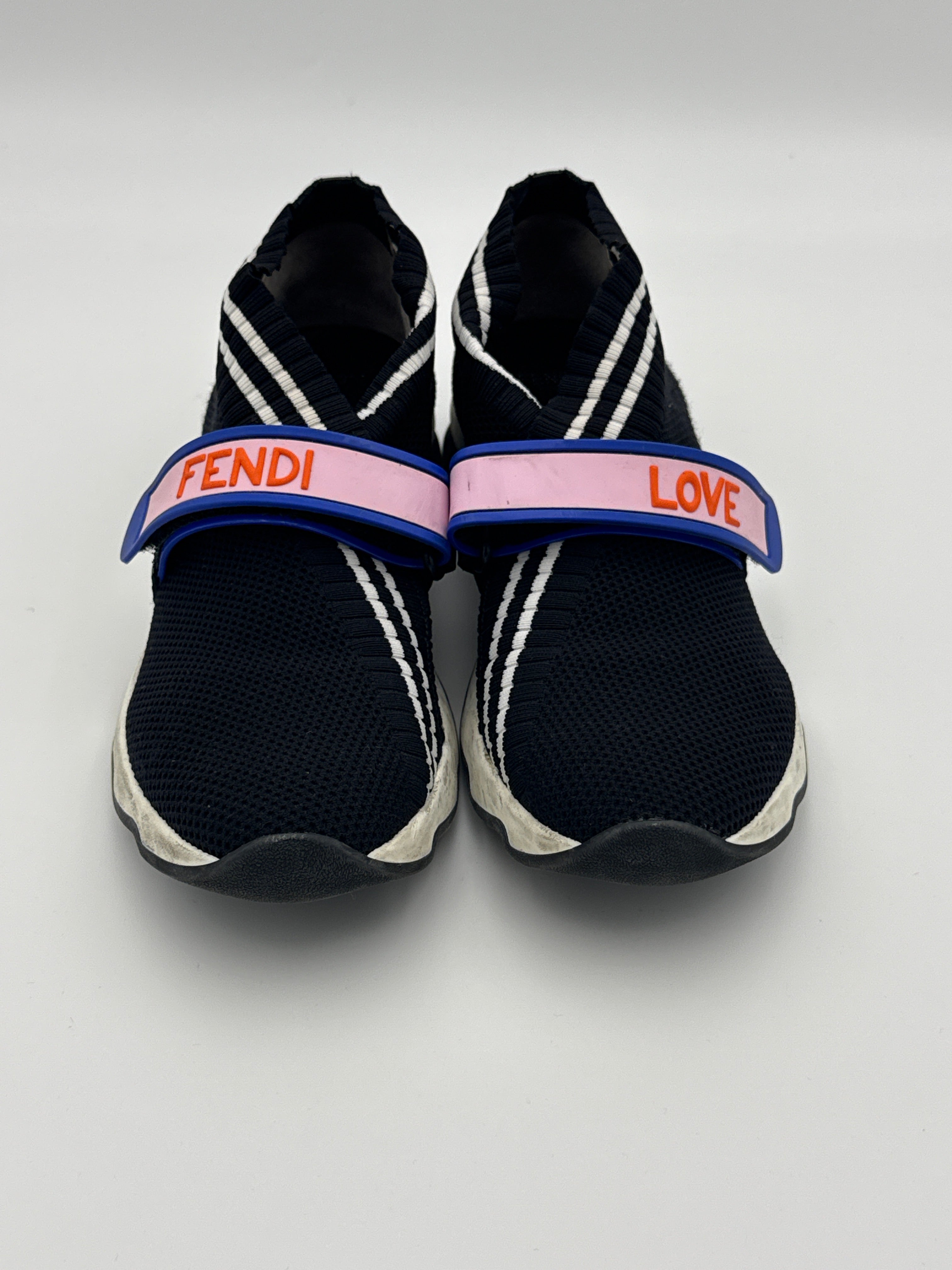 Fendi Rockoko Black Knit Sneaker Size 38