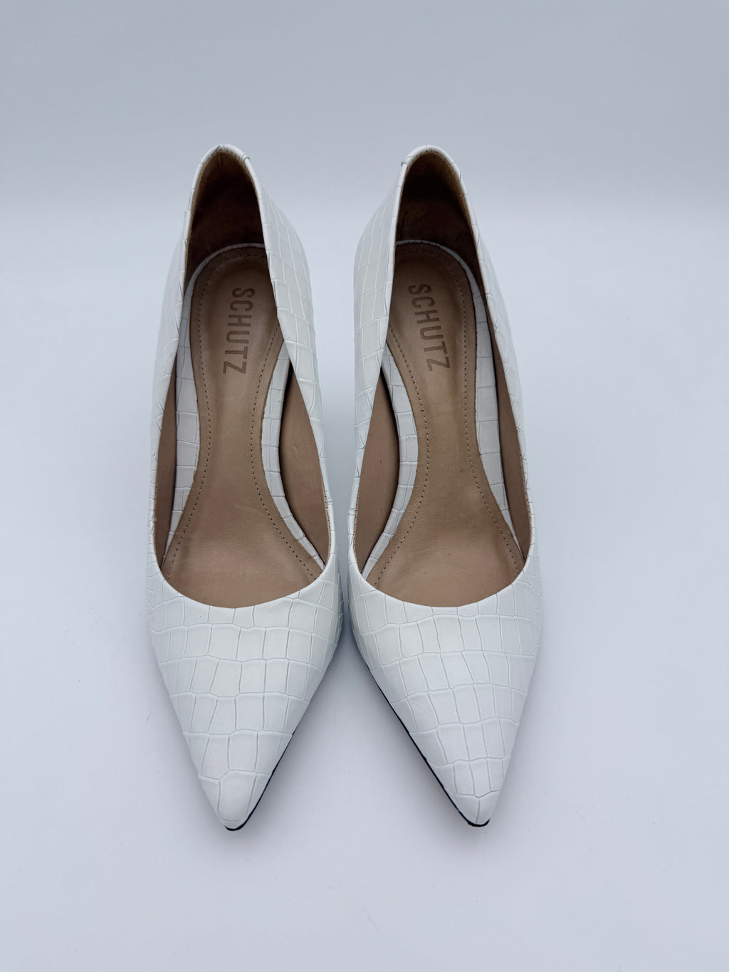 Schutz White Croco Embossed Scarpin Size 6