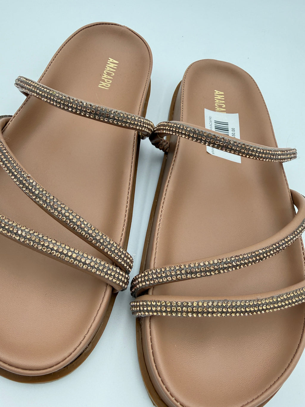 Anacapri Caramel Rhinestone flat Size 8