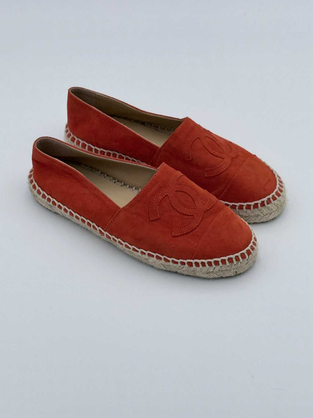 Chanel Orange Suede Espadrille size 37 Pre Loved