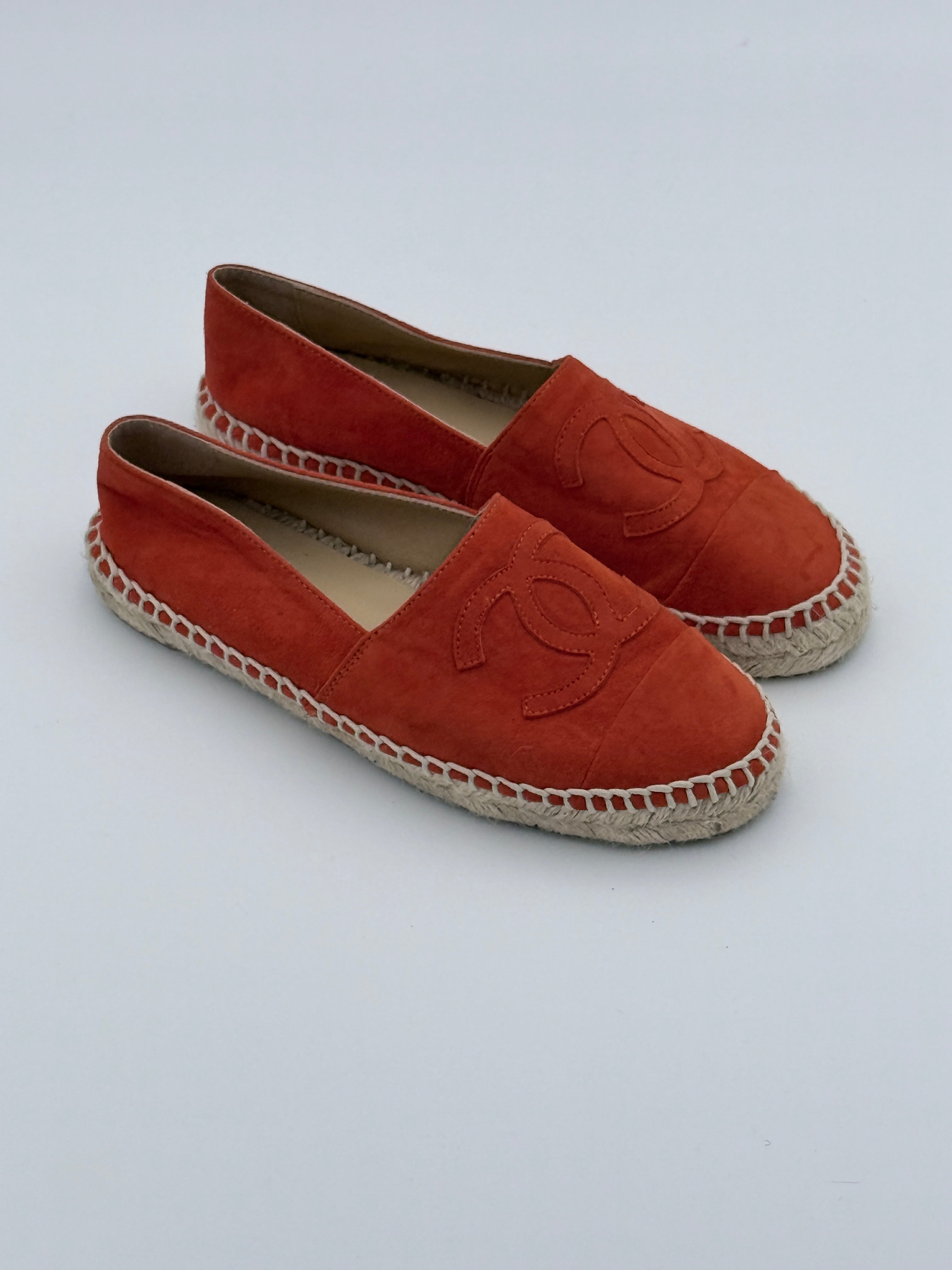 Chanel Orange Suede Espadrille size 37 Pre Loved